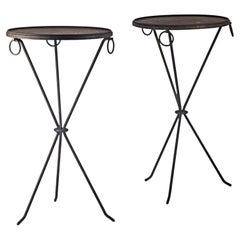 Pair of Mid-20th Century Iron Guéridons Tables by Jean Michel-Frank for Comte