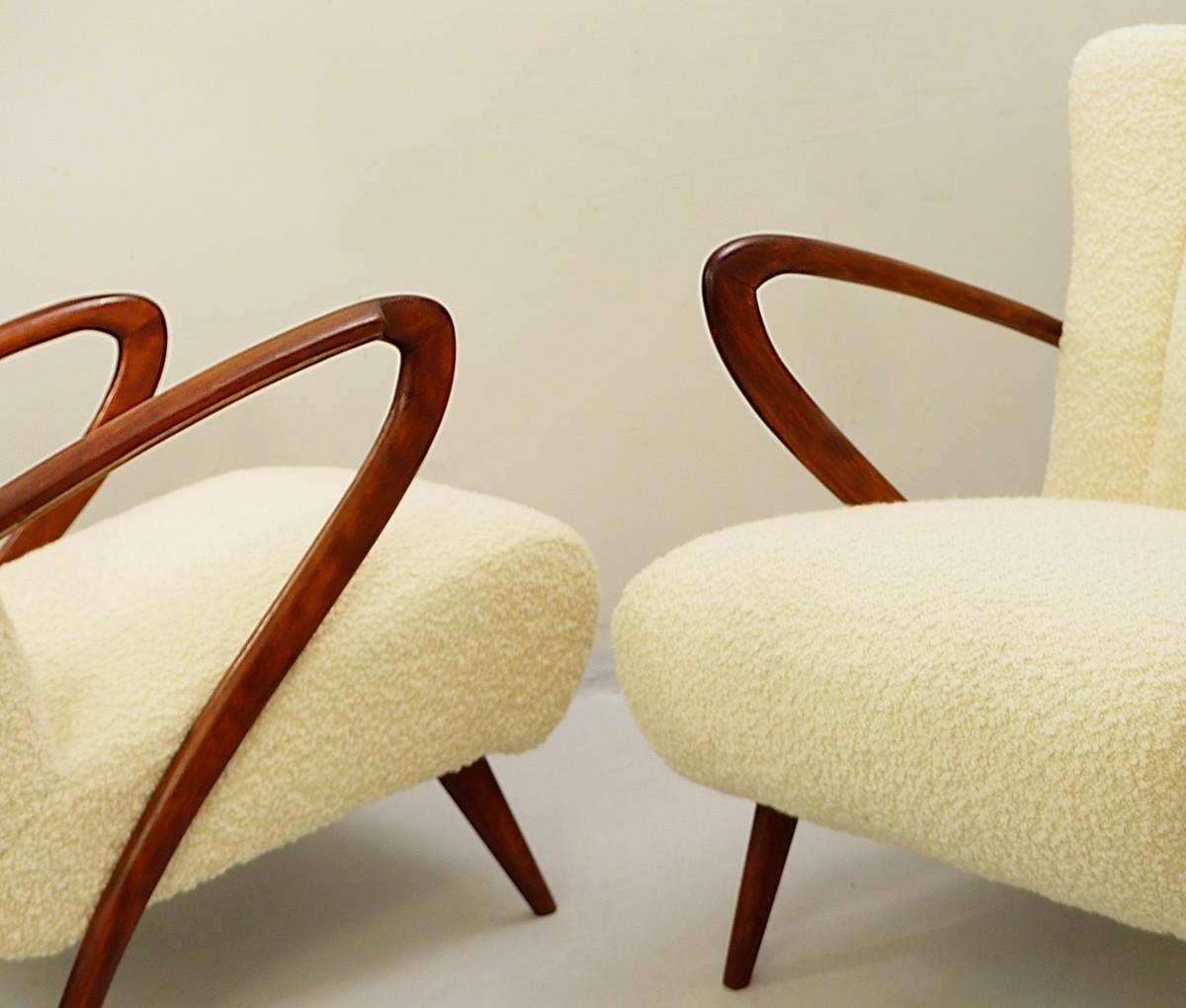 Pair of Guglielmo Ulrich Armchairs, Italy 1950, New Upholstery 1