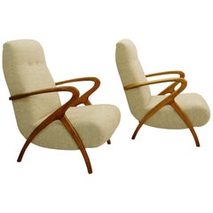 Pair of Guglielmo Ulrich Armchairs, Italy, 1950, New Upholstery