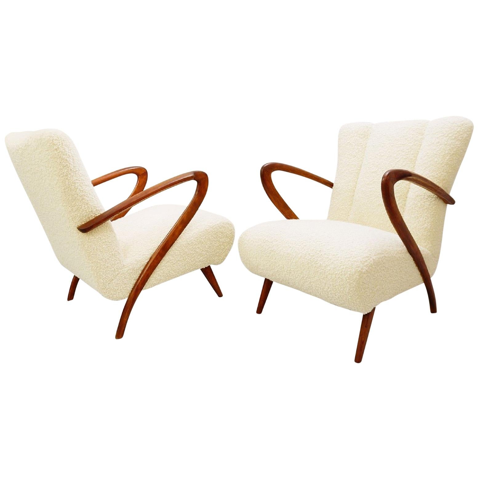 Pair of Guglielmo Ulrich Armchairs, Italy 1950, New Upholstery