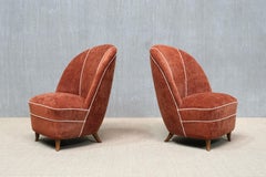 Pair of Guglielmo Ulrich Chairs in Dedar Chenille and Walnut, Italy, 1940s