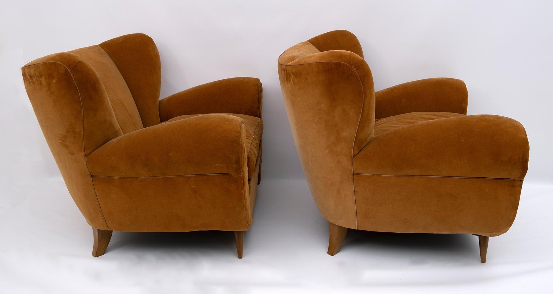 Mid-20th Century Pair of Gugliemo Ulrich Art Deco Italian Armchairs, 1940s