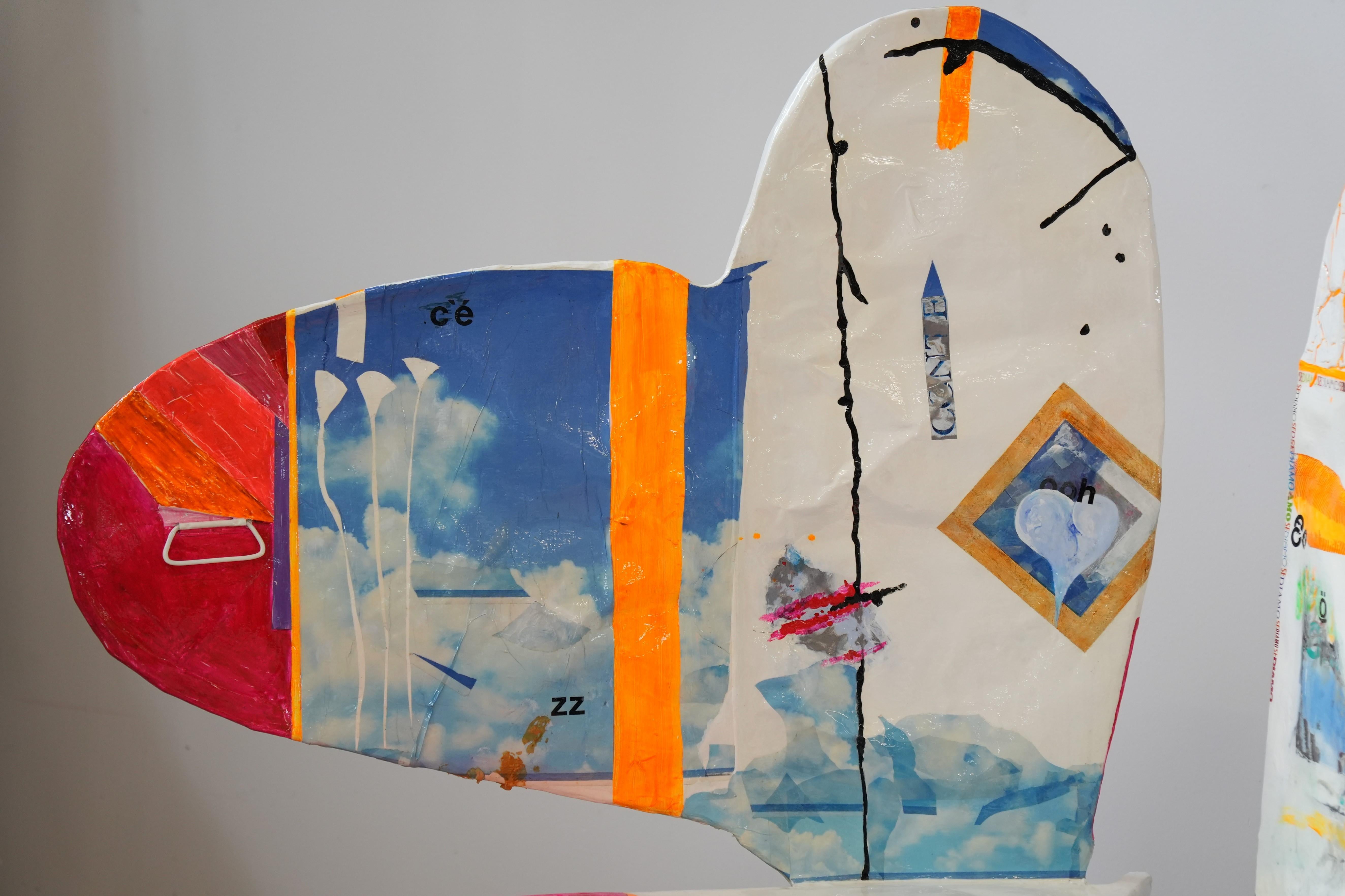 Paire de chaises modulaires sculpturales Guido Coletti (1995) - Collage peint à la main en vente 5