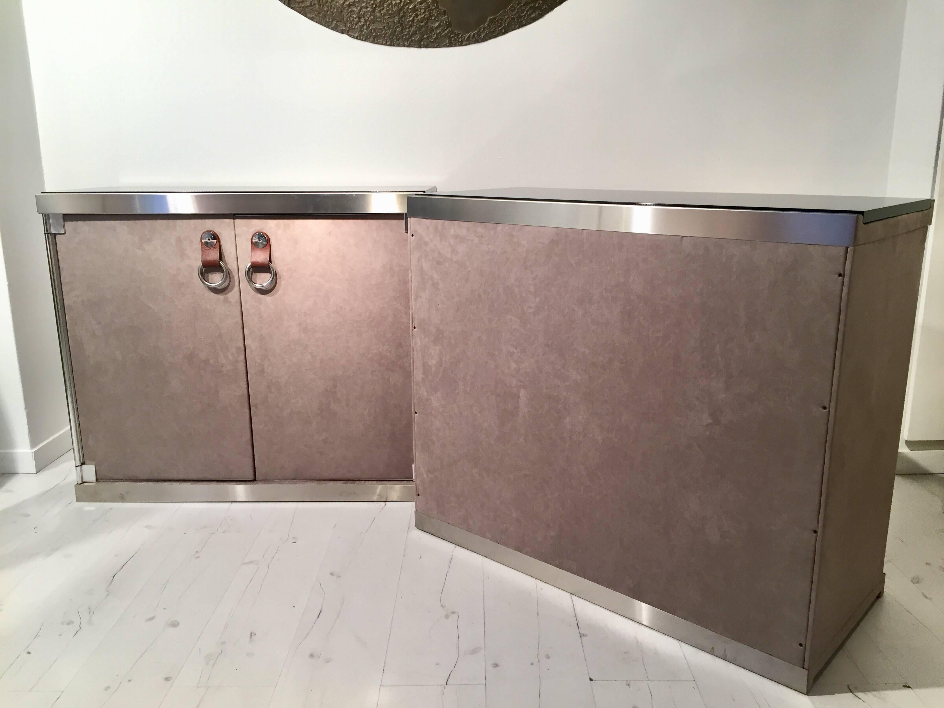 Metal Pair of Guido Faleschini Cabinets