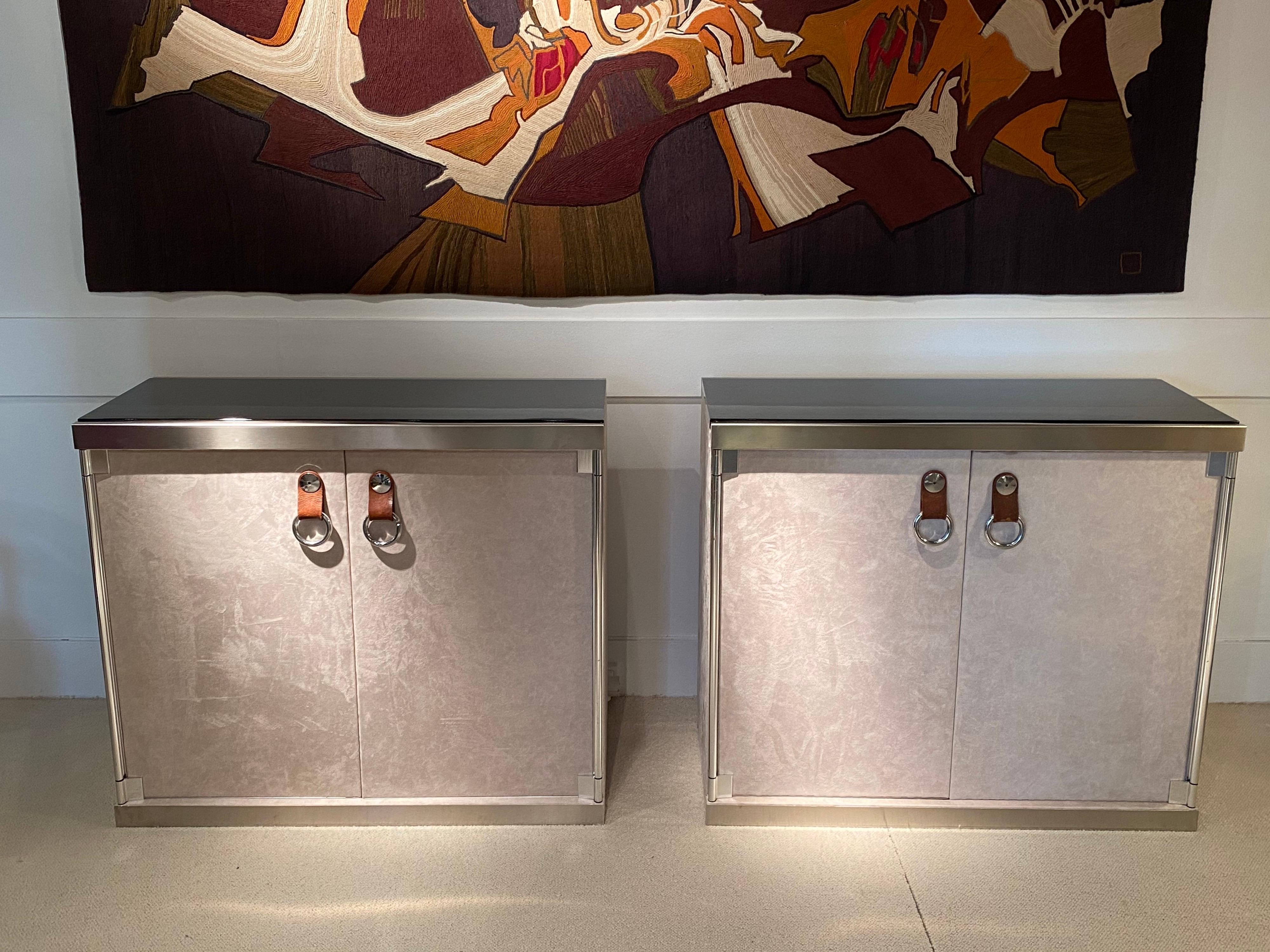 Metal Pair of Guido Faleschini Cabinets 