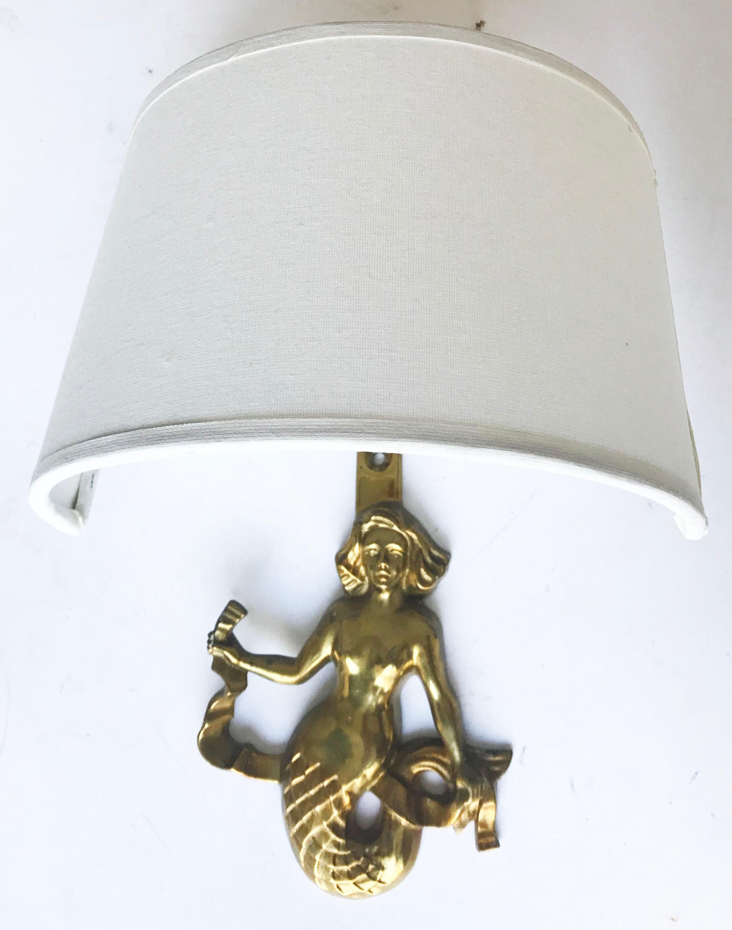 French Pair of Guillemard Mermaids Sconces For Sale