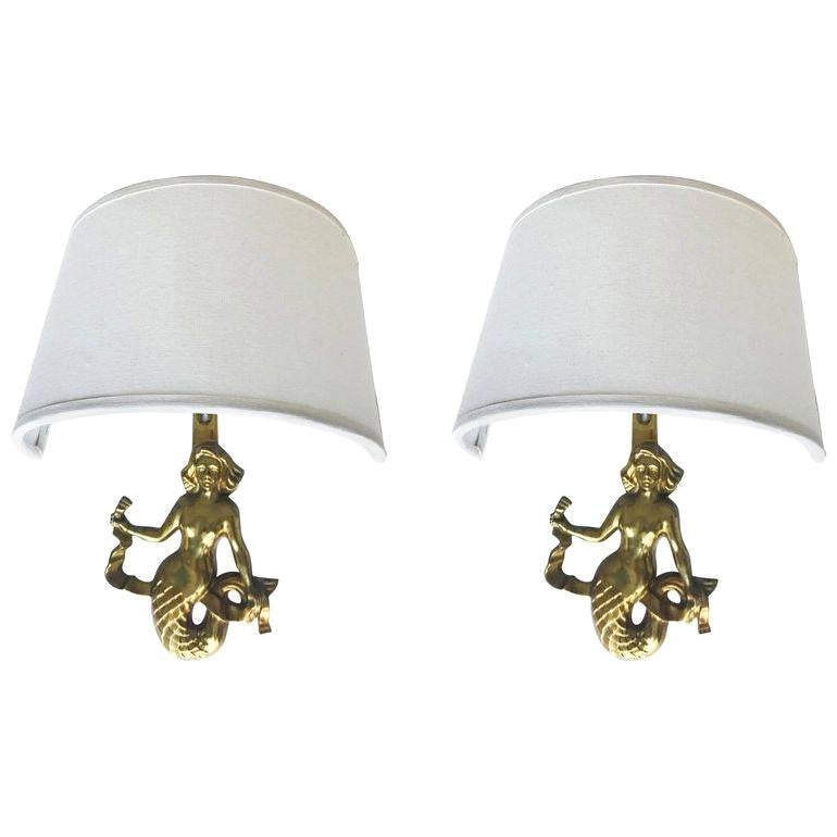Pair of Guillemard Mermaids Sconces For Sale