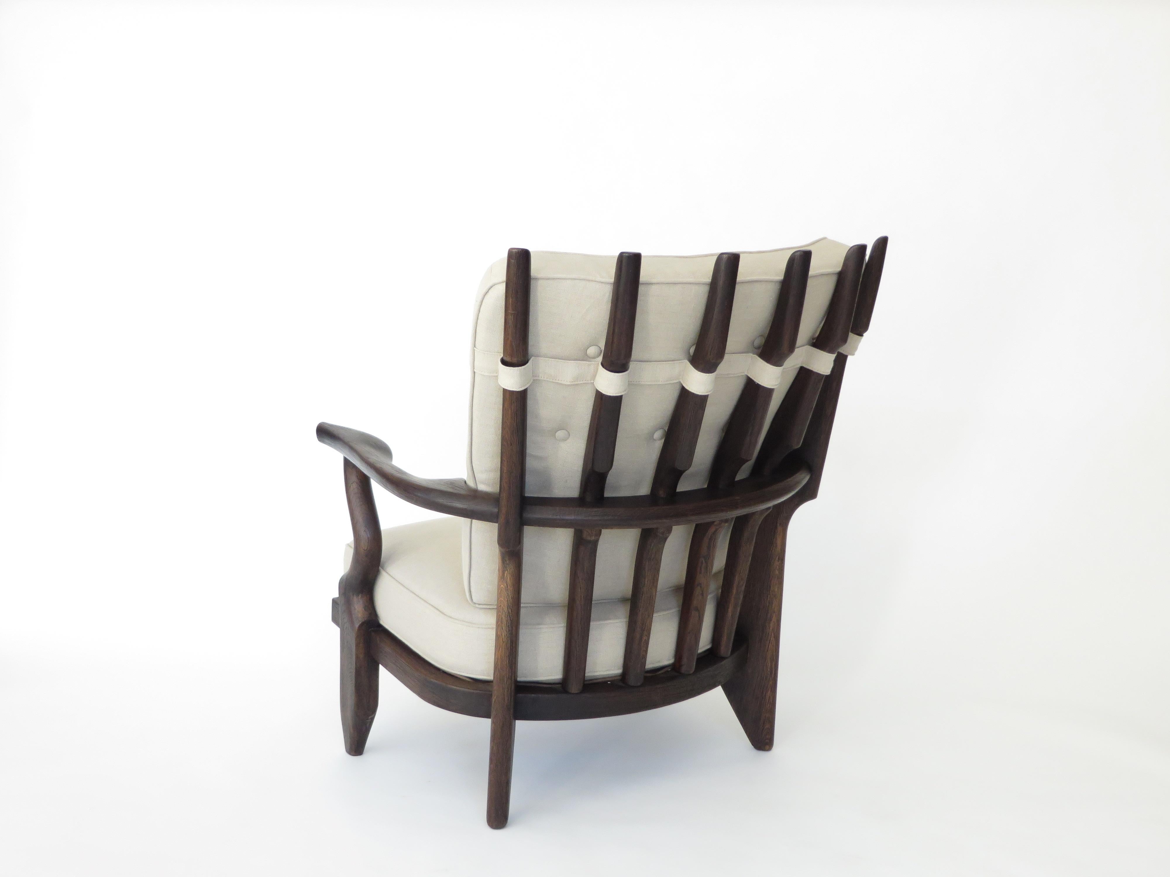Oak Guillerme et Chambron for Votre Maison Petit Repos Ebonzied French Lounge Chairs