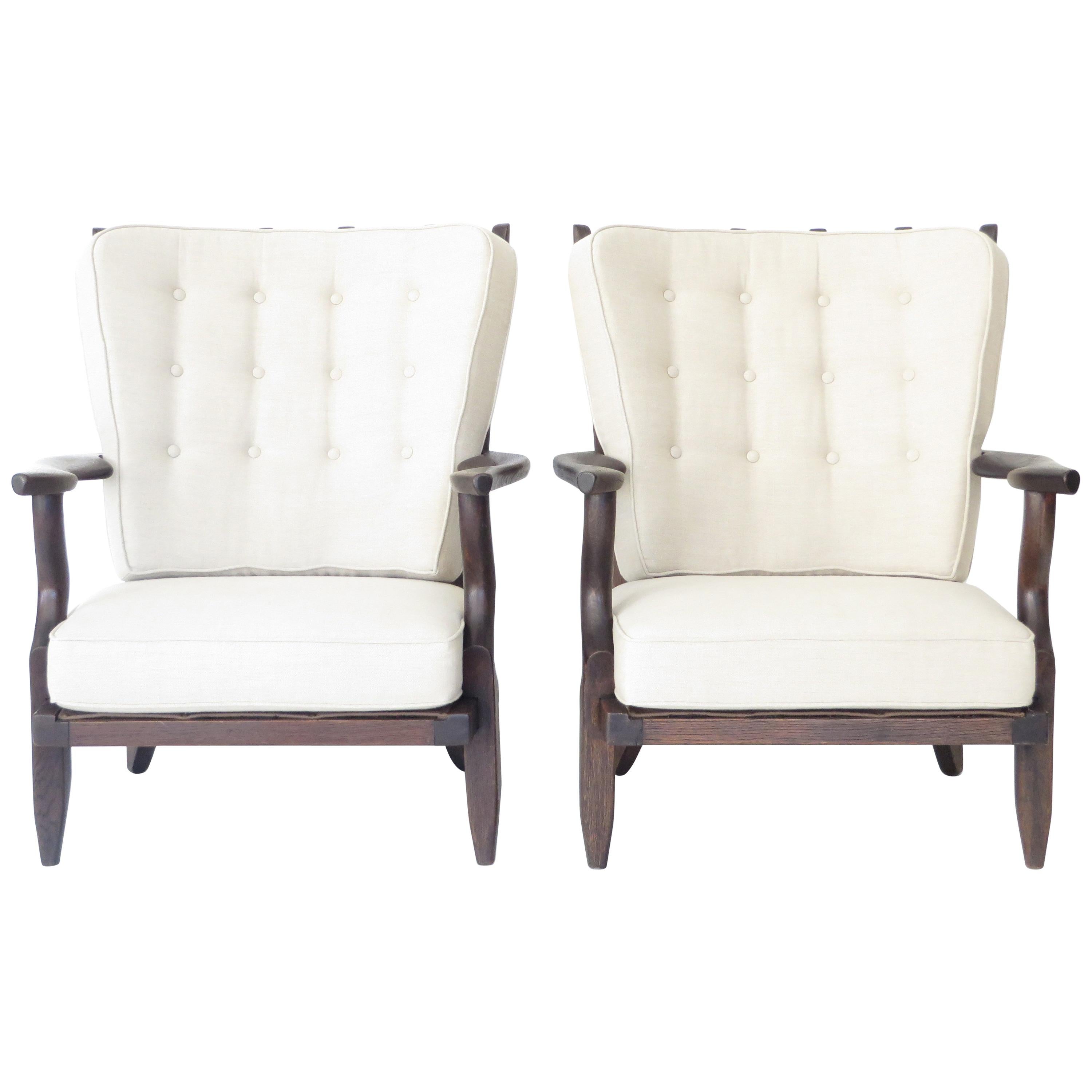 Guillerme et Chambron for Votre Maison Petit Repos Ebonzied French Lounge Chairs