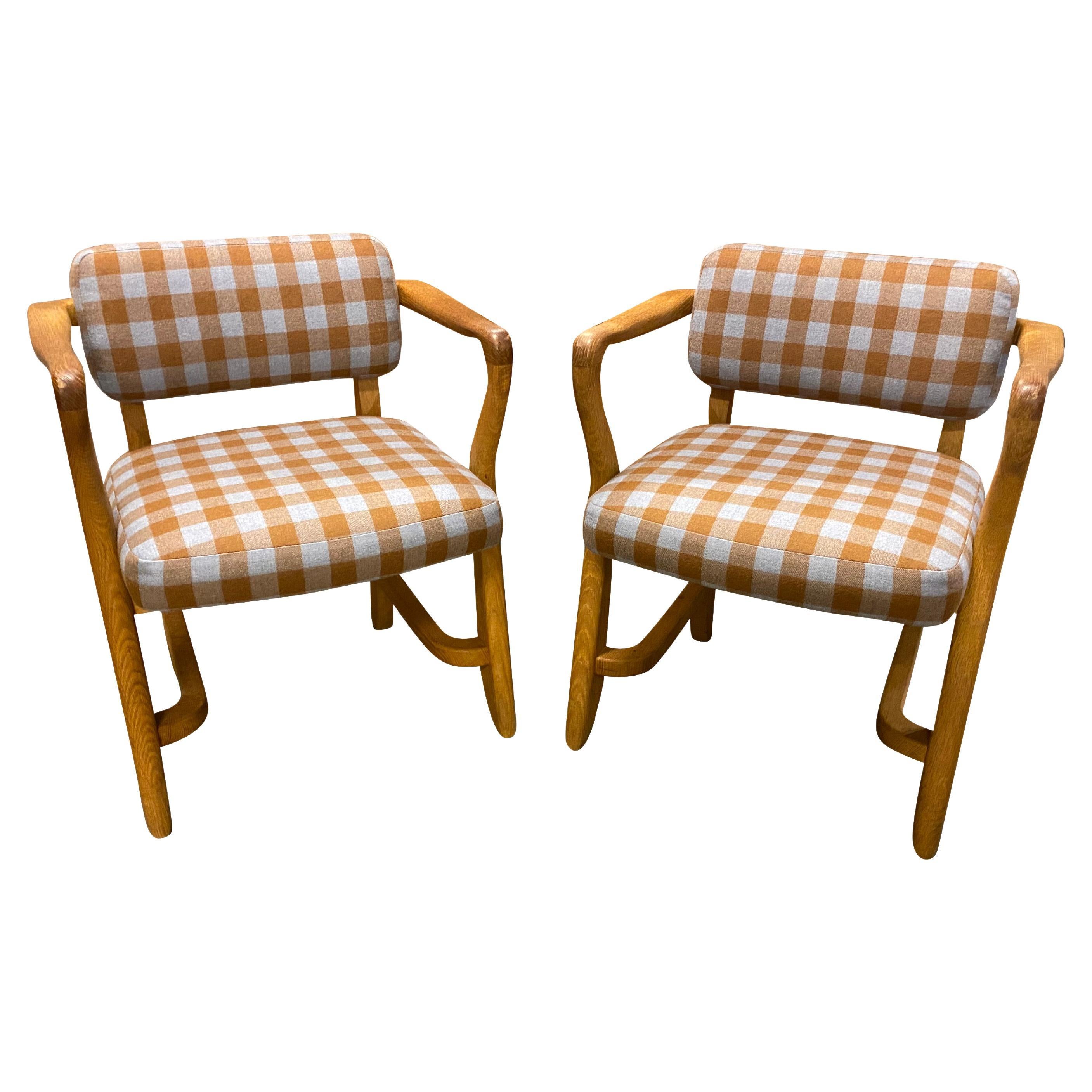 Pair of Guillerme & Chambron Armchairs, France, 1950's