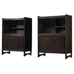 Pair of Guillerme & Chambron Pair of Cabinets in Stained Oak 