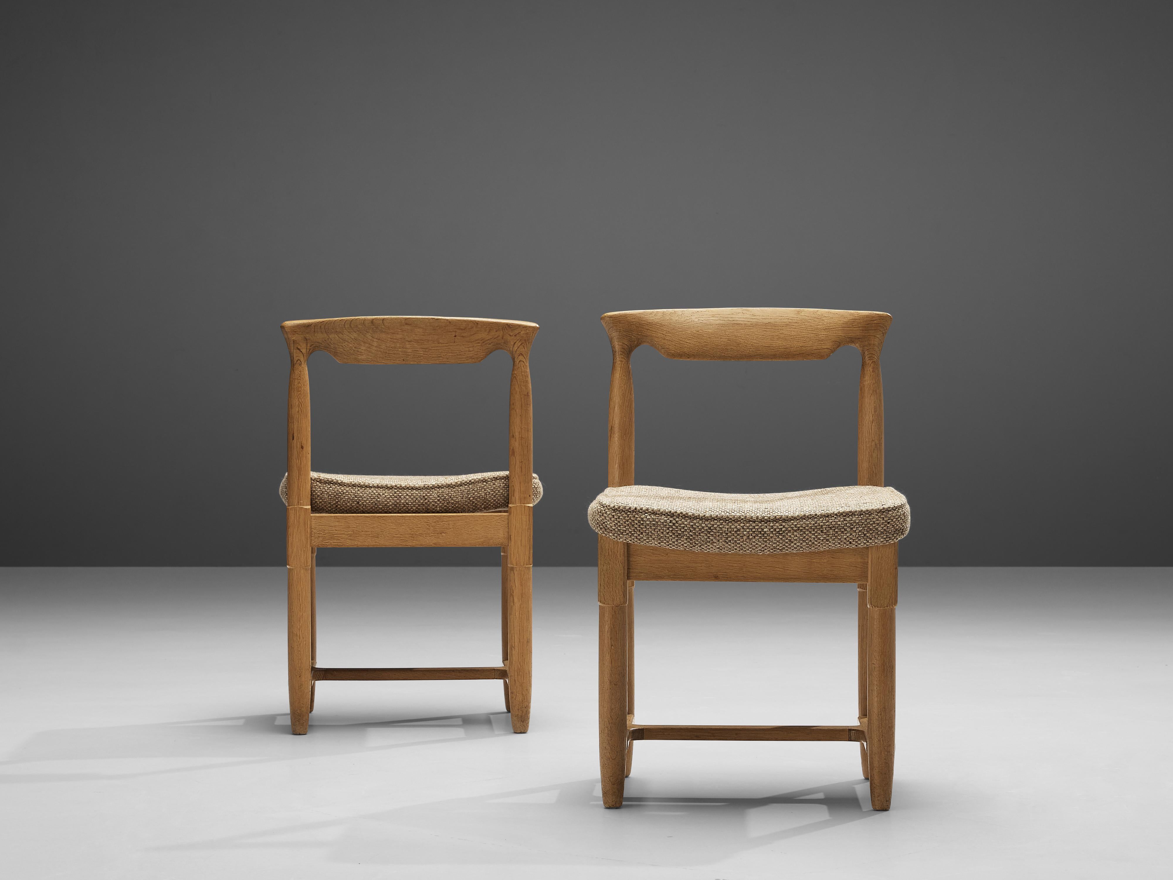 Pair of Guillerme & Chambron Dining Chairs in Solid Oak 2