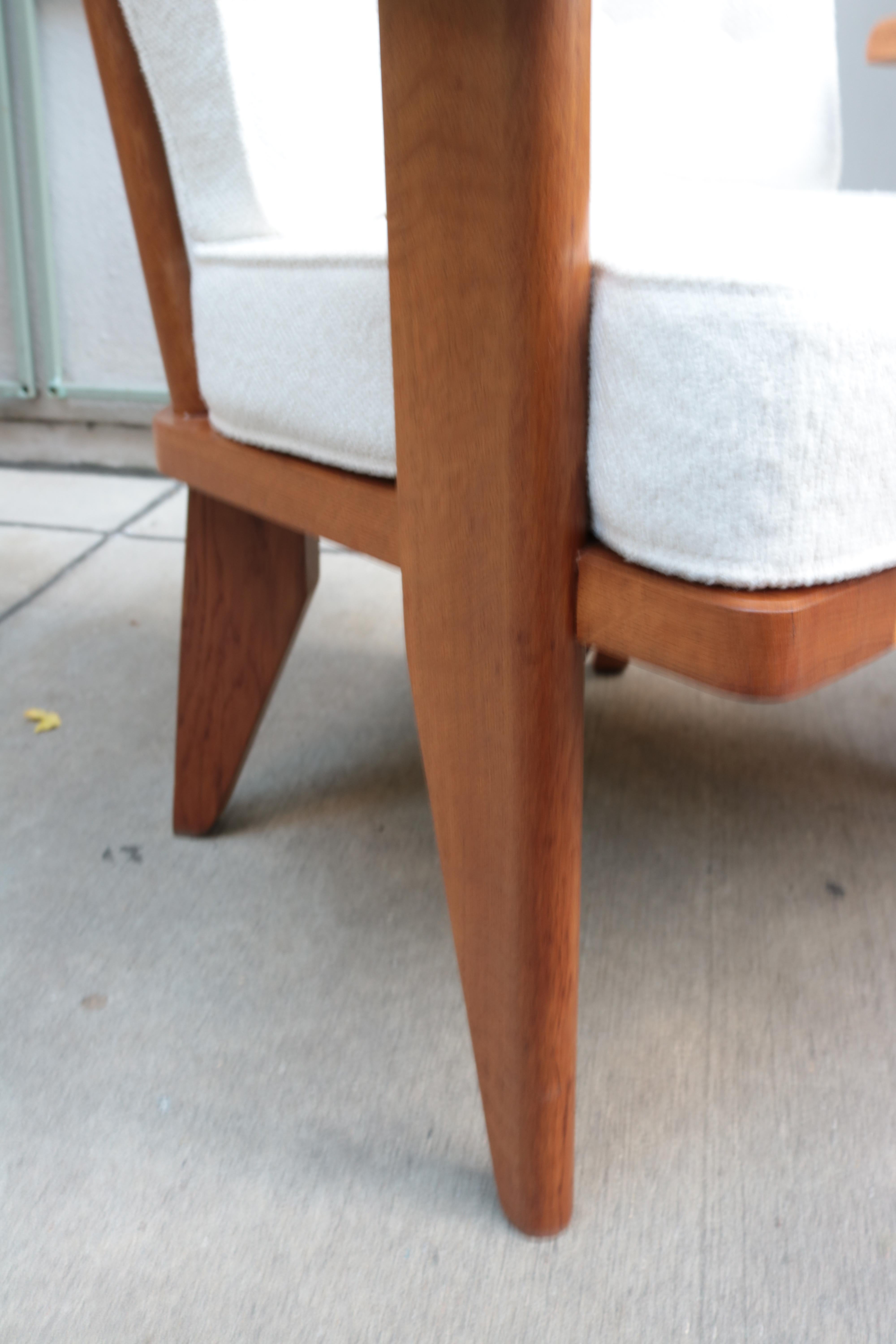 Upholstery Pair of Guillerme & Chambron Modernist Armchairs