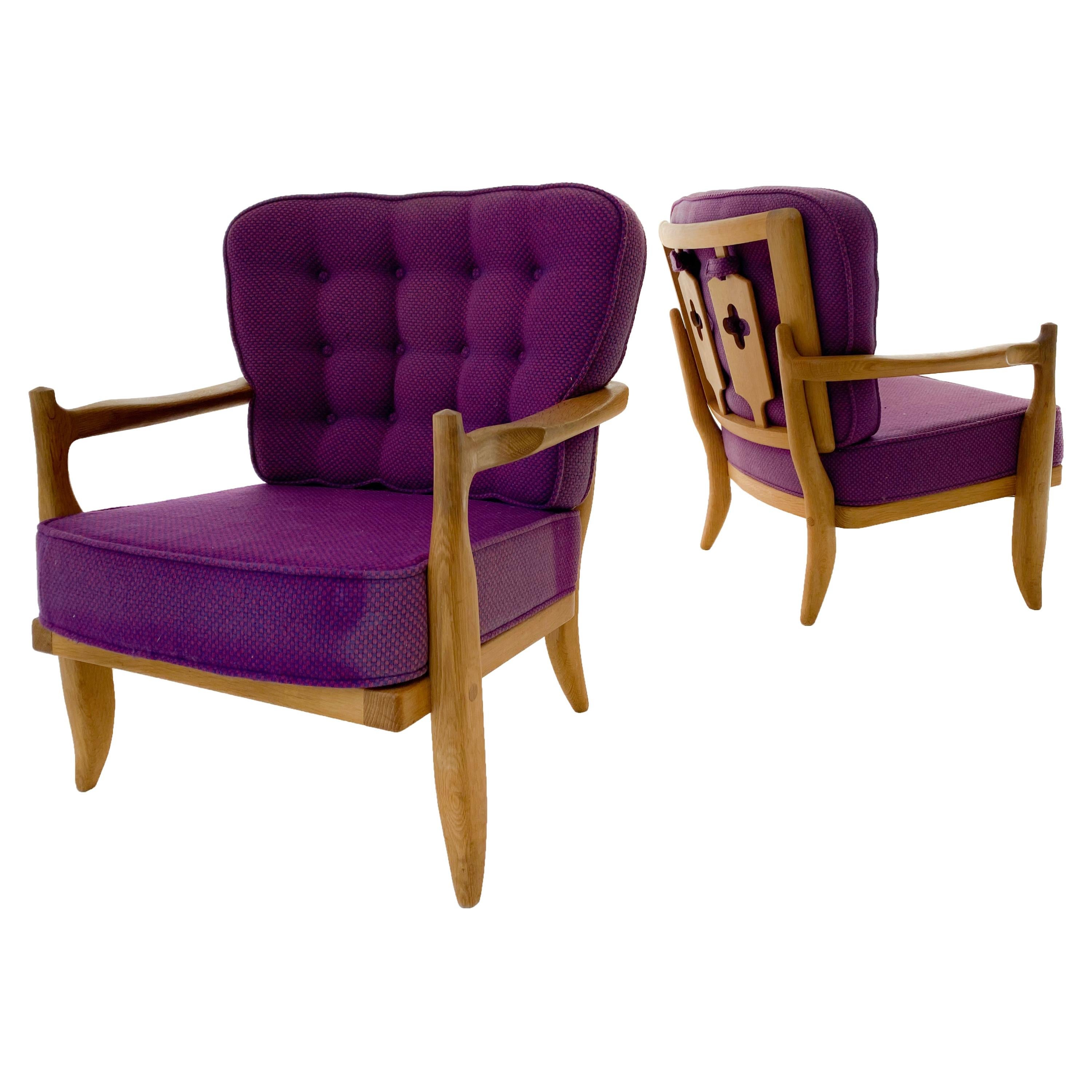 Pair of Guillerme et Chambron Armchairs, circa 1960, France