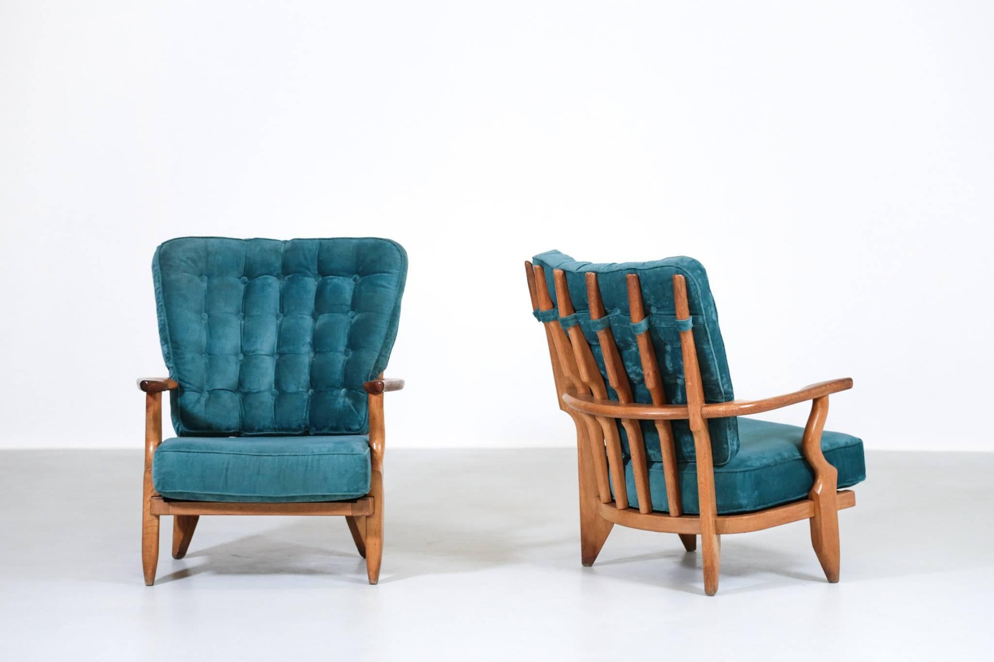 French Pair of Guillerme et Chambron Armchairs 