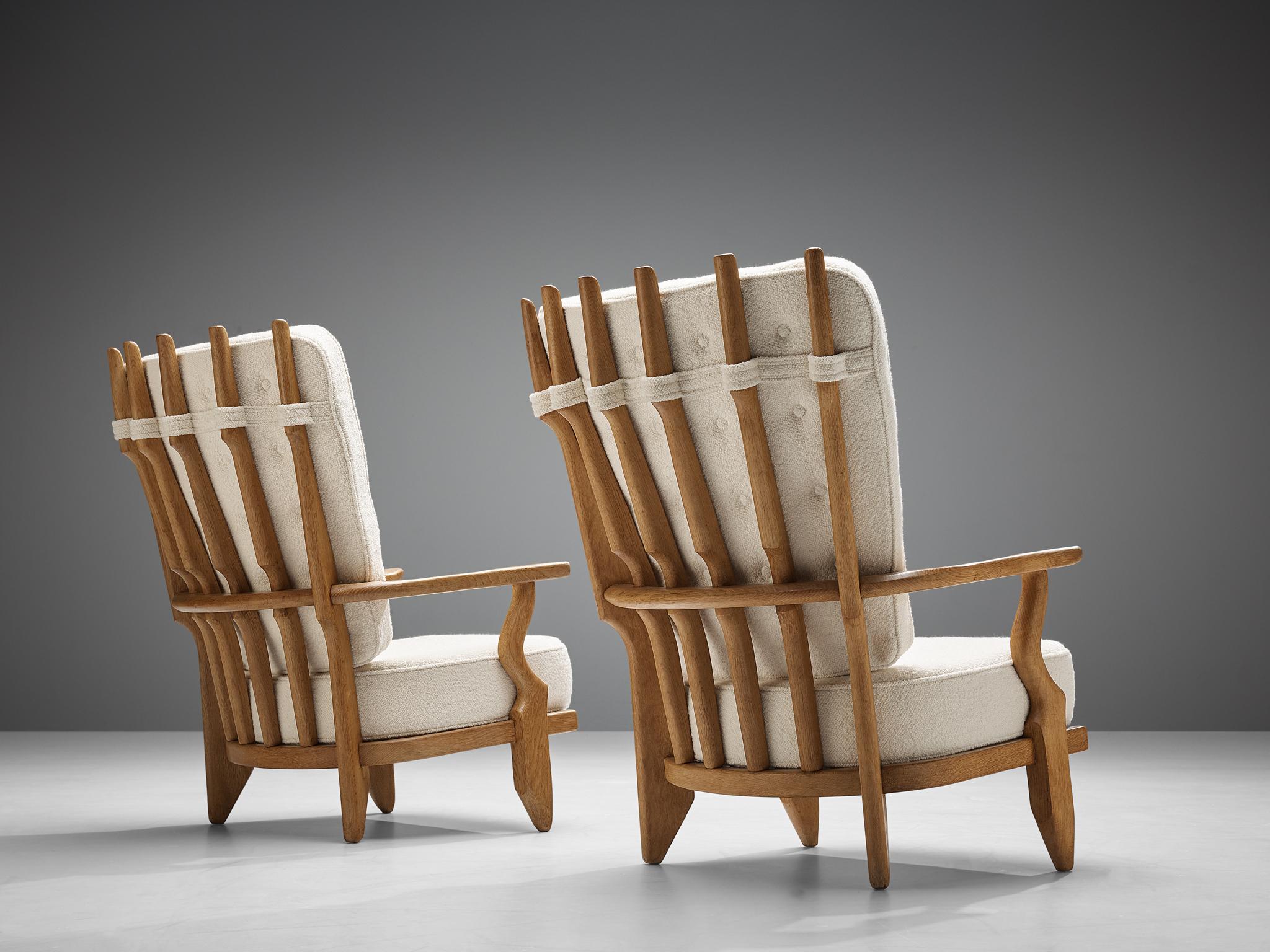 Mid-Century Modern Pair of Guillerme et Chambron Customizable 'Grand Repos' Lounge Chairs