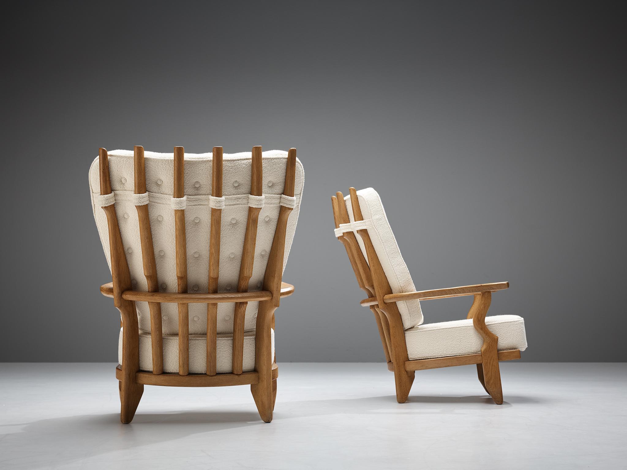 French Pair of Guillerme et Chambron Customizable 'Grand Repos' Lounge Chairs