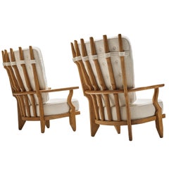 Pair of Guillerme et Chambron Customizable 'Grand Repos' Lounge Chairs