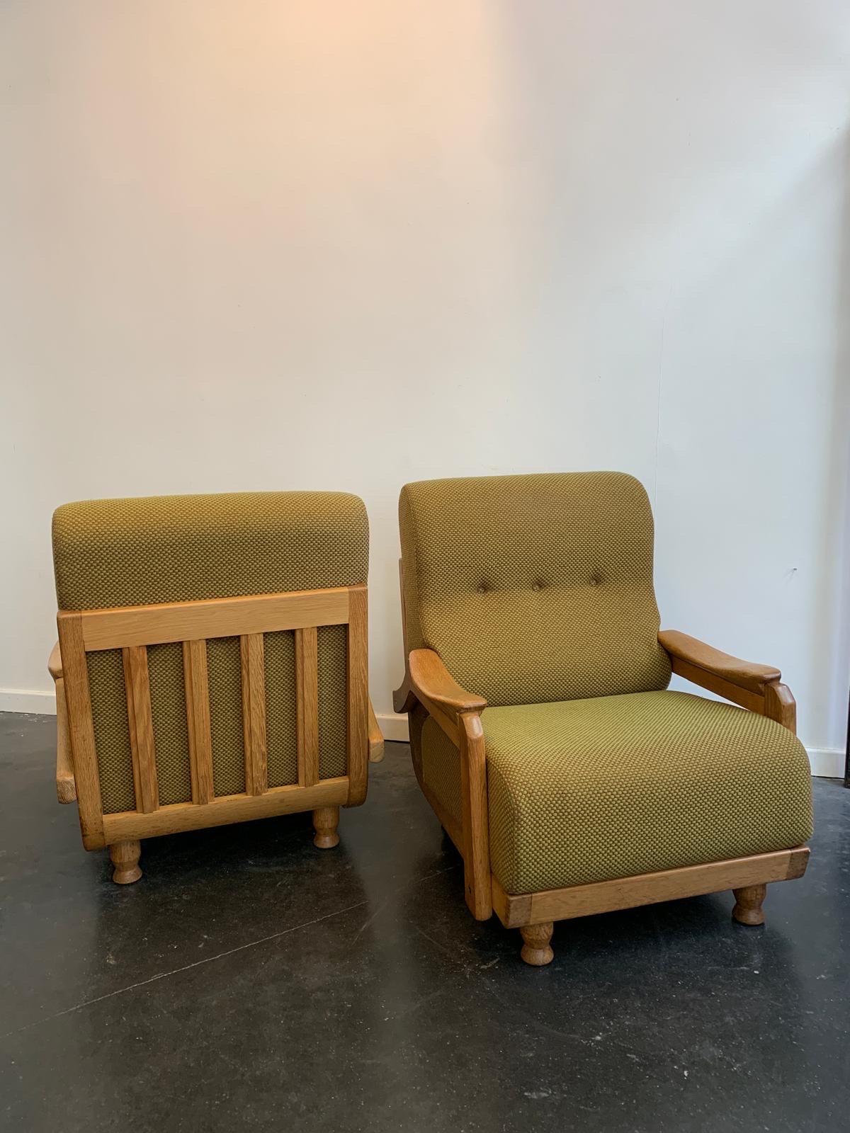 Pair of Guillerme et Chambron fireside chairs For Sale