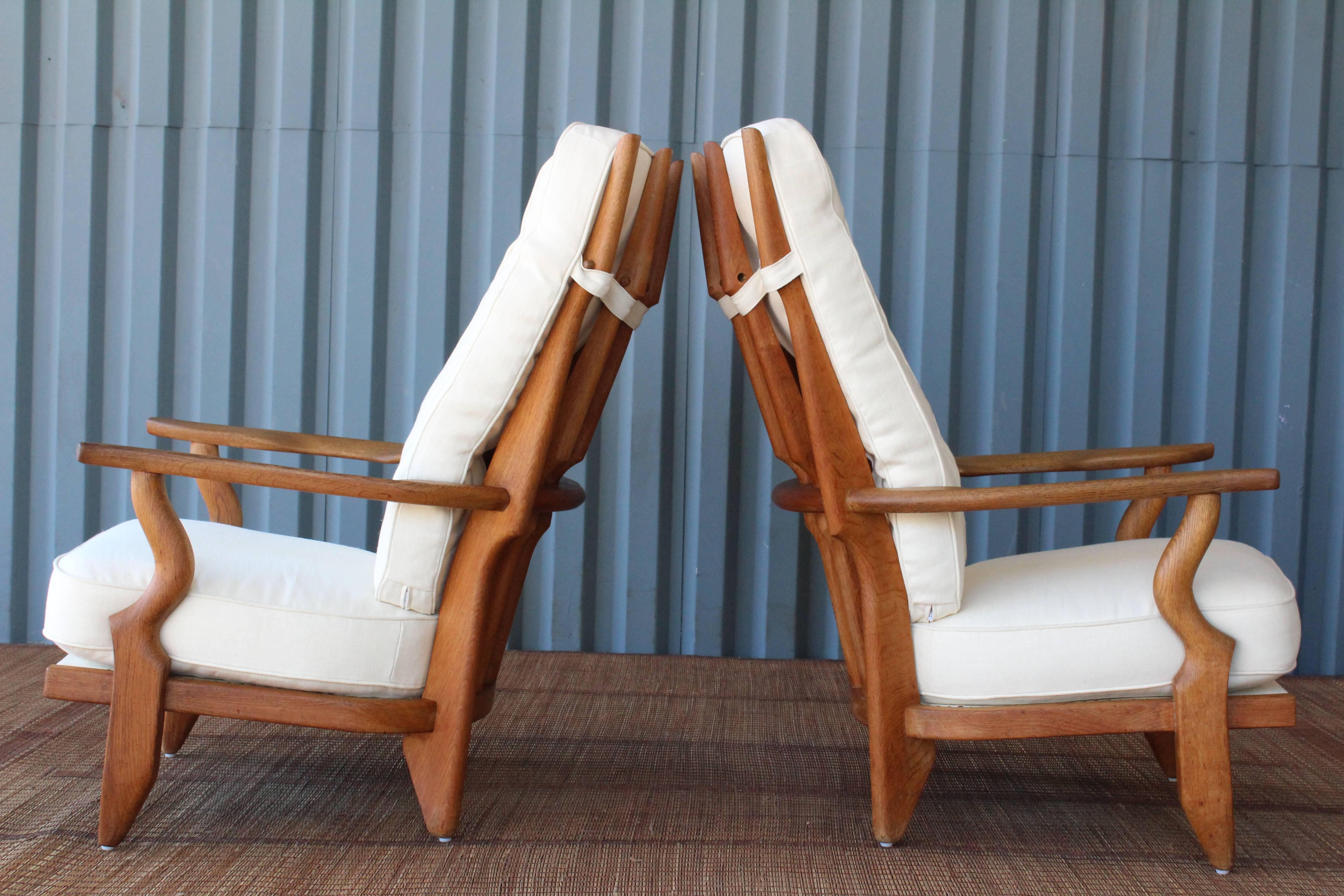 Mid-Century Modern Pair of Guillerme et Chambron 'Grand Repos' Armchairs, 1960s, France