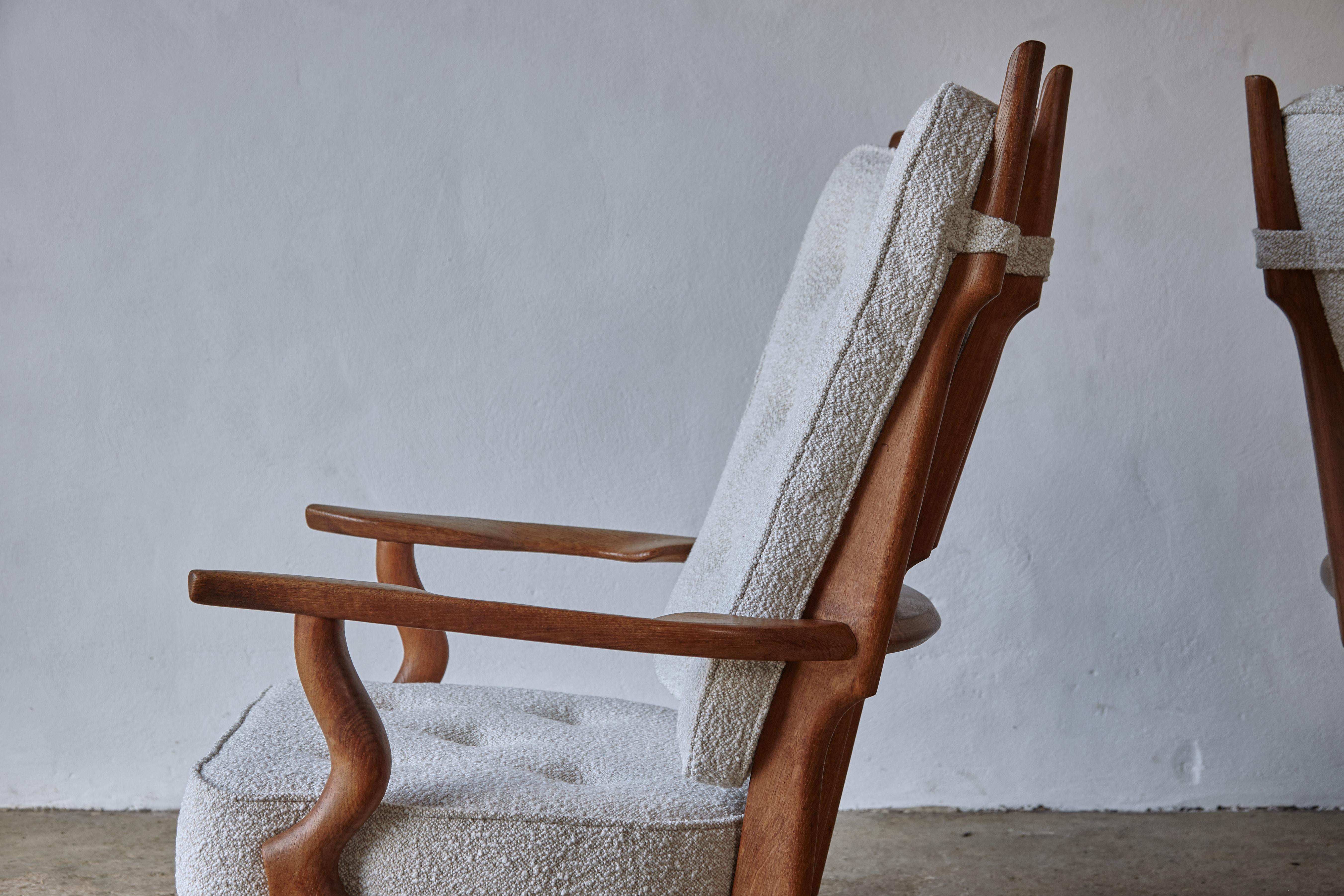 Pair of Guillerme et Chambron Grand Repos Chairs, France, 1960s 1