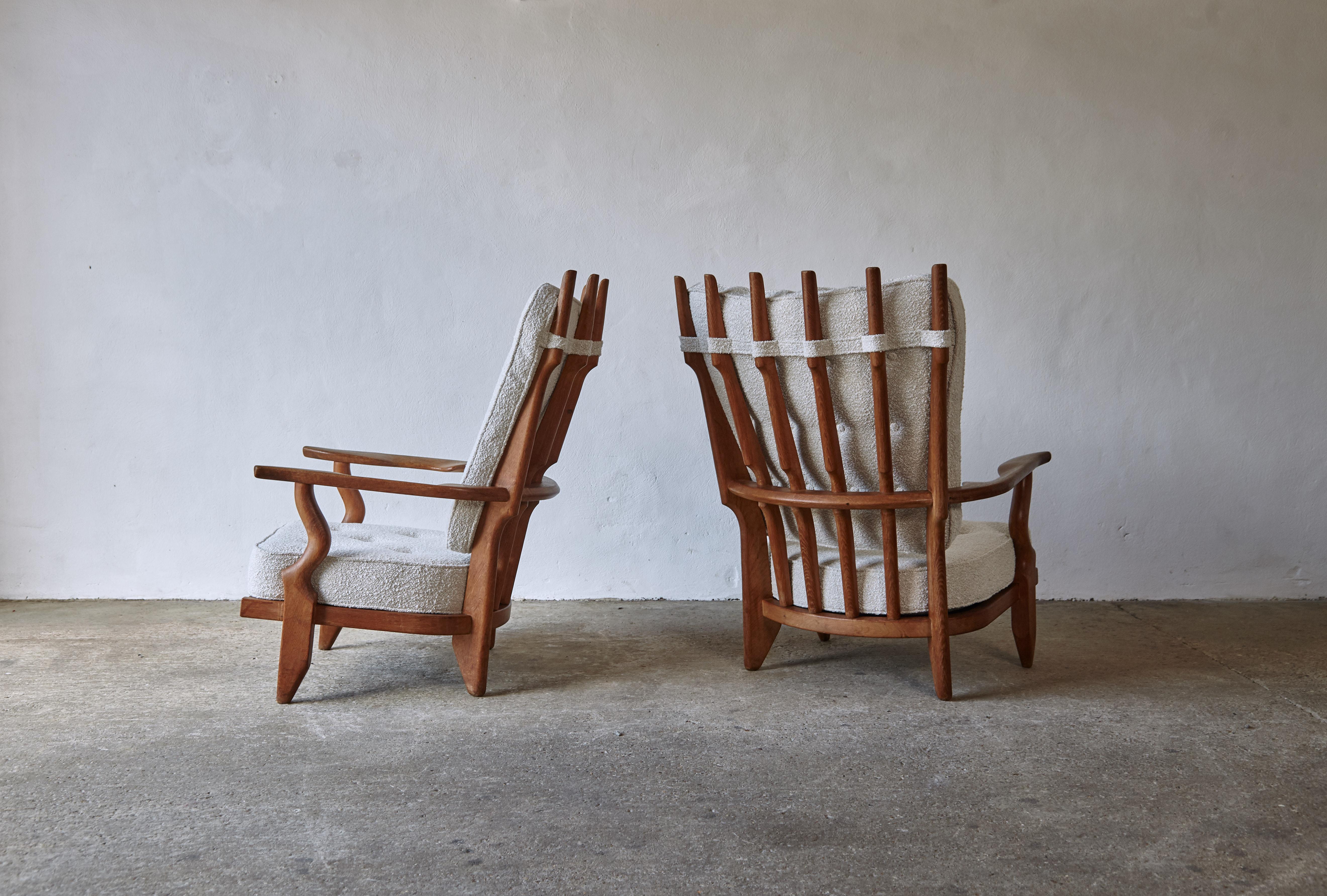 Pair of Guillerme et Chambron Grand Repos Chairs, France, 1960s 3