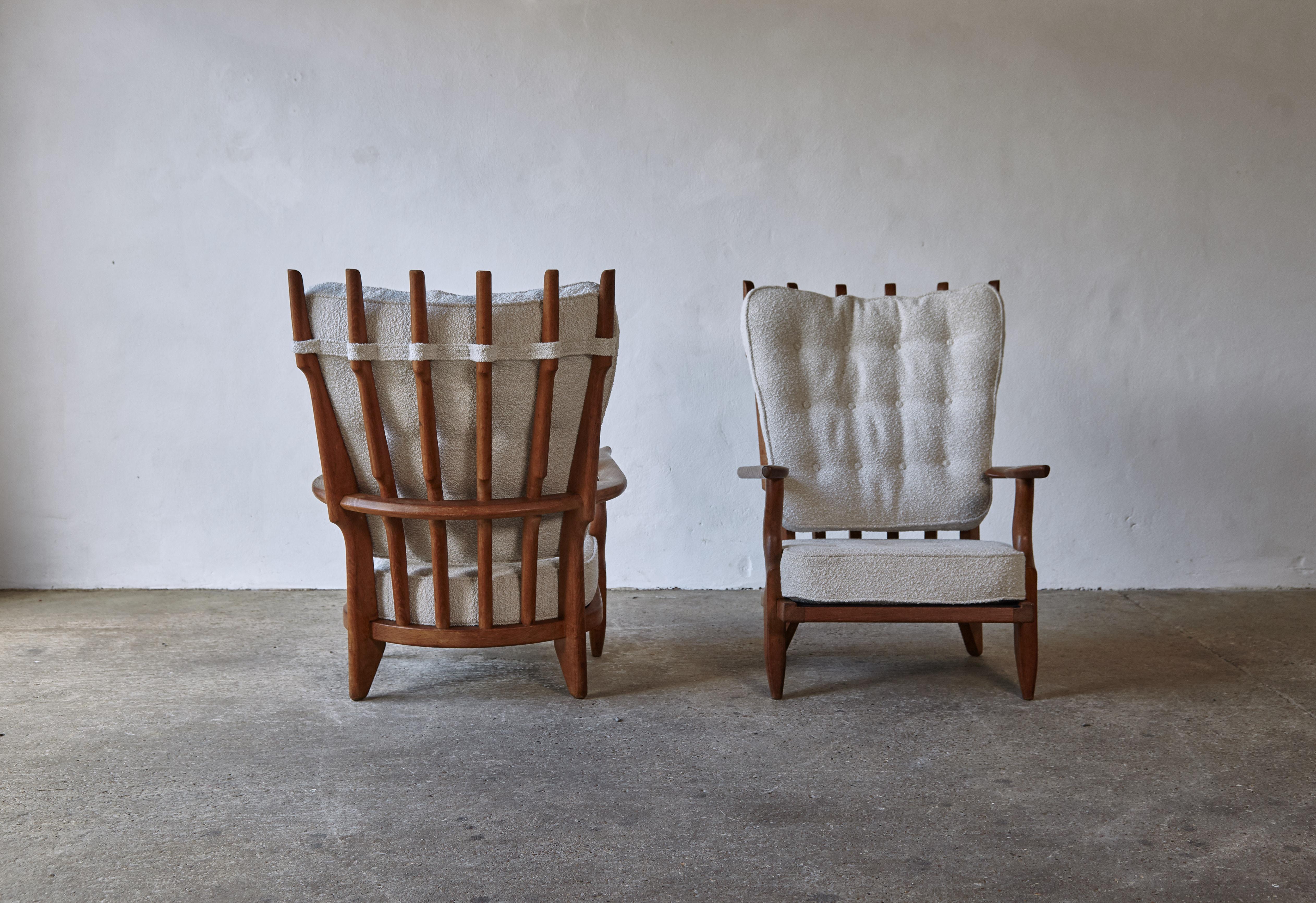 20th Century Pair of Guillerme et Chambron Grand Repos Chairs, France, 1960s