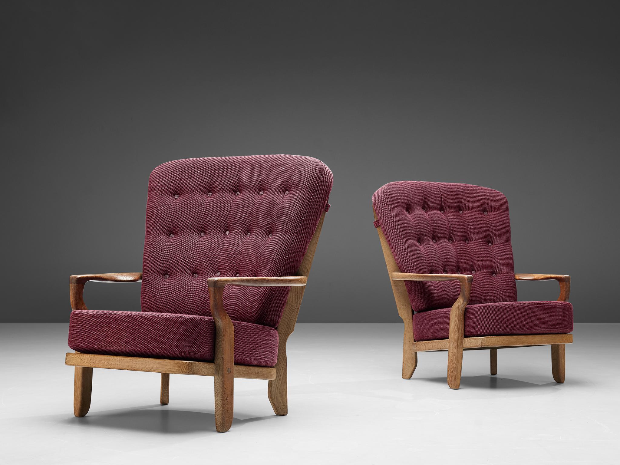 Pair of Guillerme et Chambron 'Mid Repos' Lounge Chairs 1