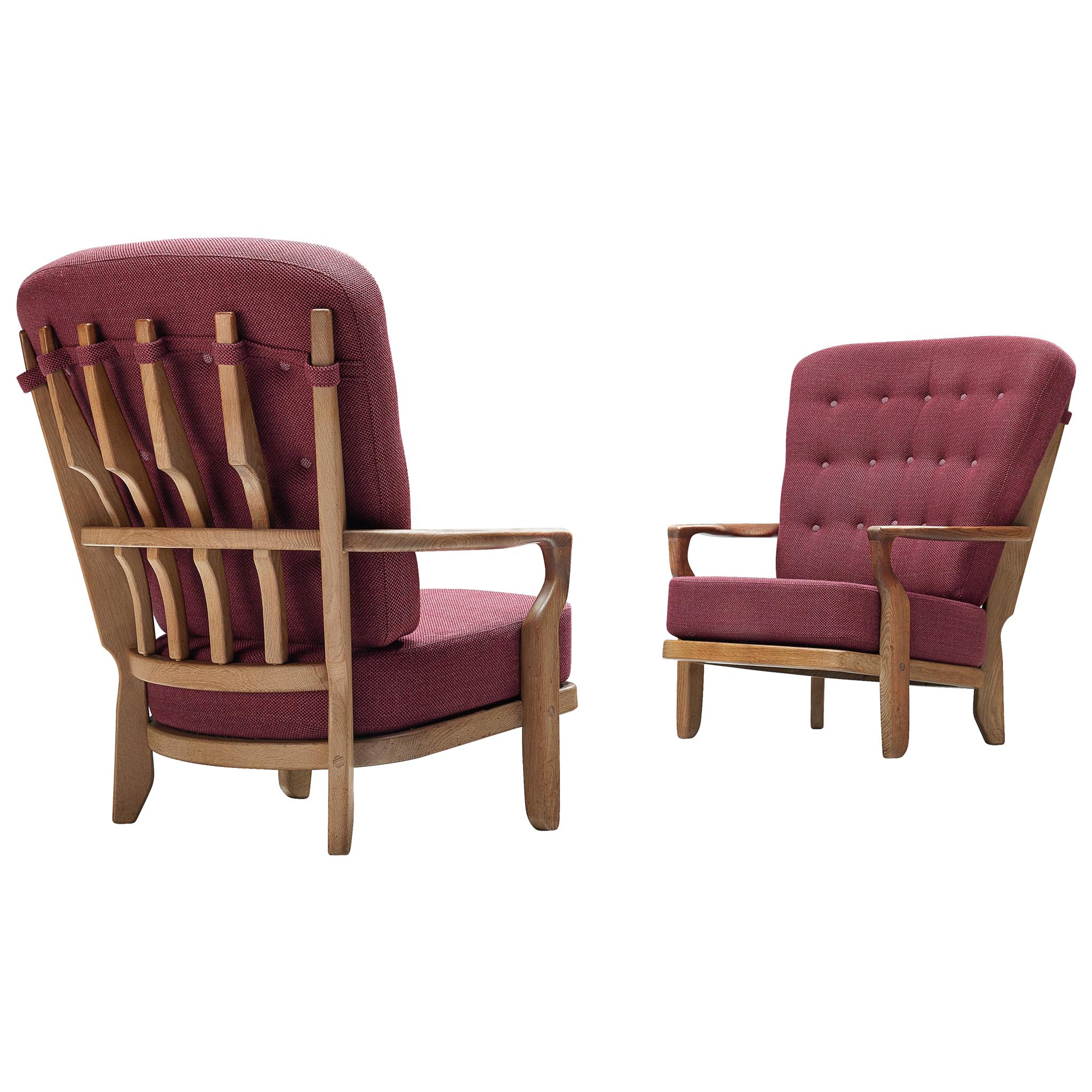 Pair of Guillerme et Chambron 'Mid Repos' Lounge Chairs