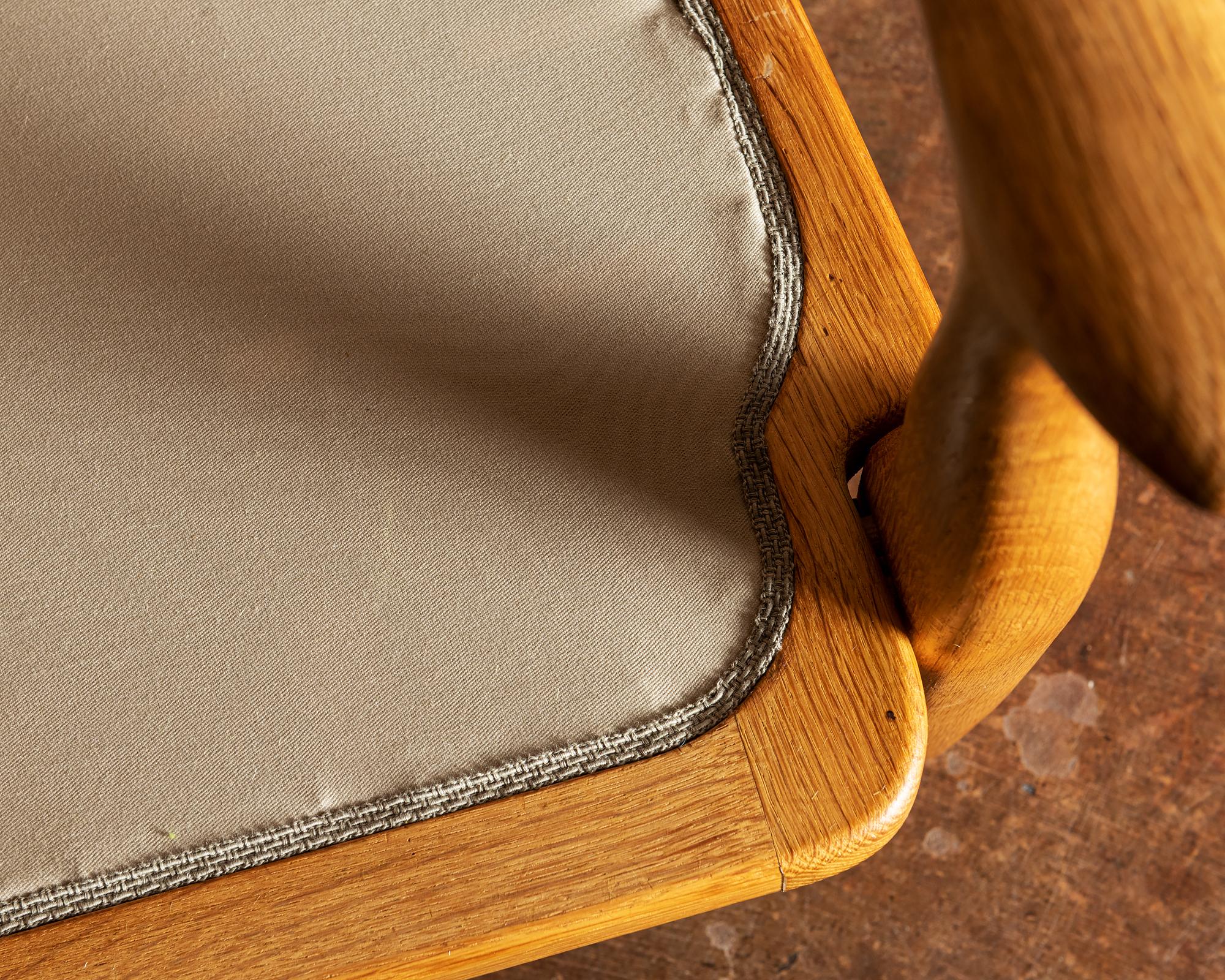 Pair of Guillerme et Chambron Lounge Chairs in Oak and Mohair Velvet 11