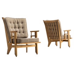 Pair of Guillerme et Chambron Lounge Chairs in Oak
