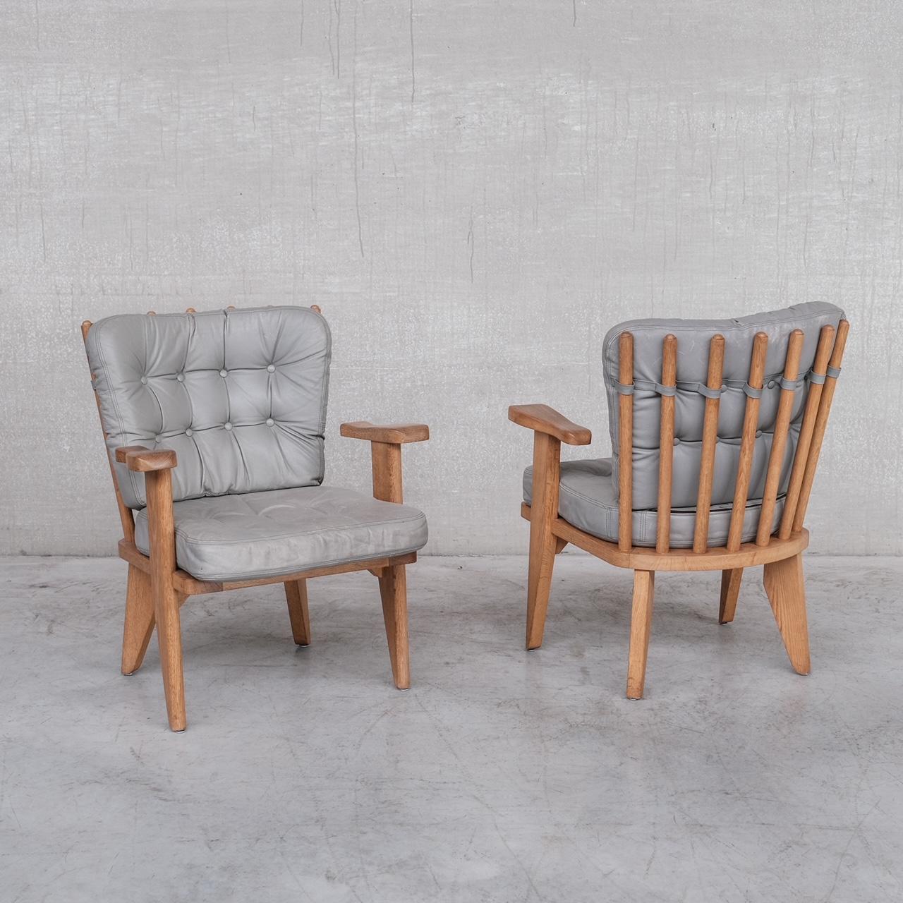 Pair of Guillerme et Chambron Mid-Century French Armchairs 10