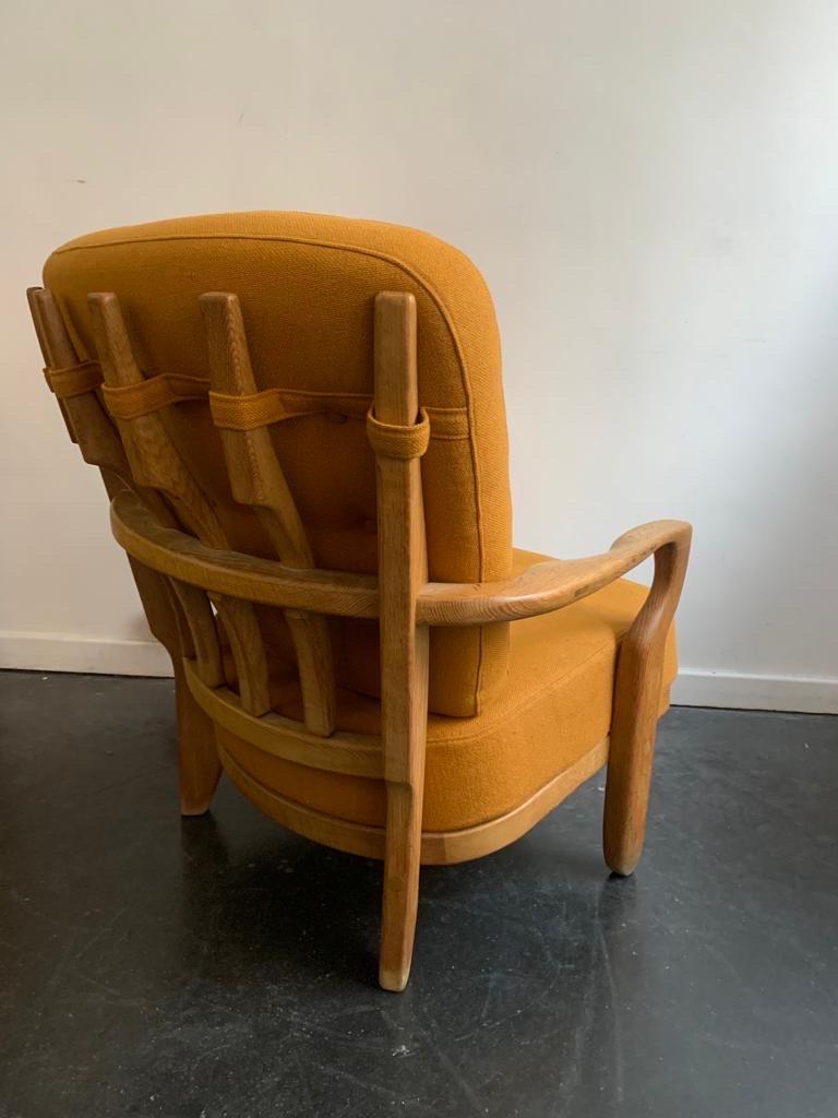 Modern Pair of guillerme et chambron oak armchairs  For Sale