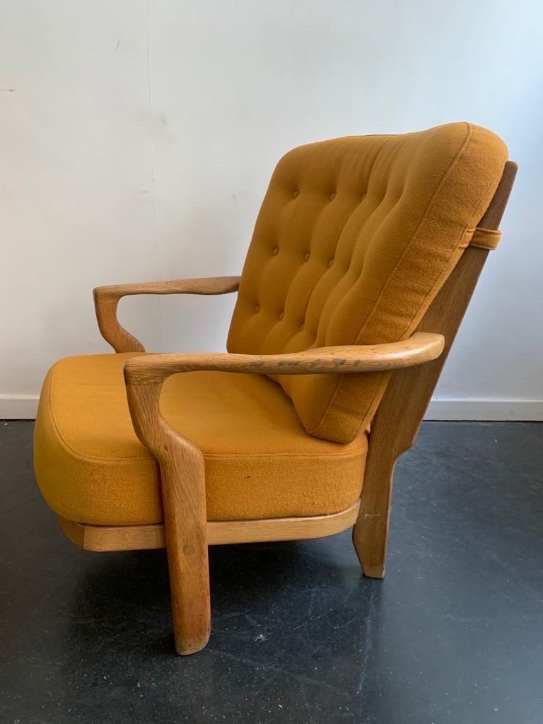 Pair of guillerme et chambron oak armchairs  In Good Condition For Sale In Saint-Ouen, FR