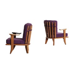 Pareja de sillones / butacas Guillerme et Chambron de roble, Francia, años 60