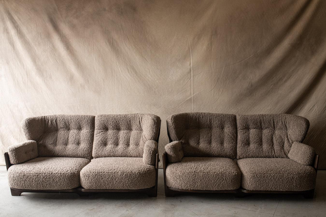 Mid-20th Century Pair of Guillerme Et Chambron Sofas, Model Denis, From France, Circa 1960