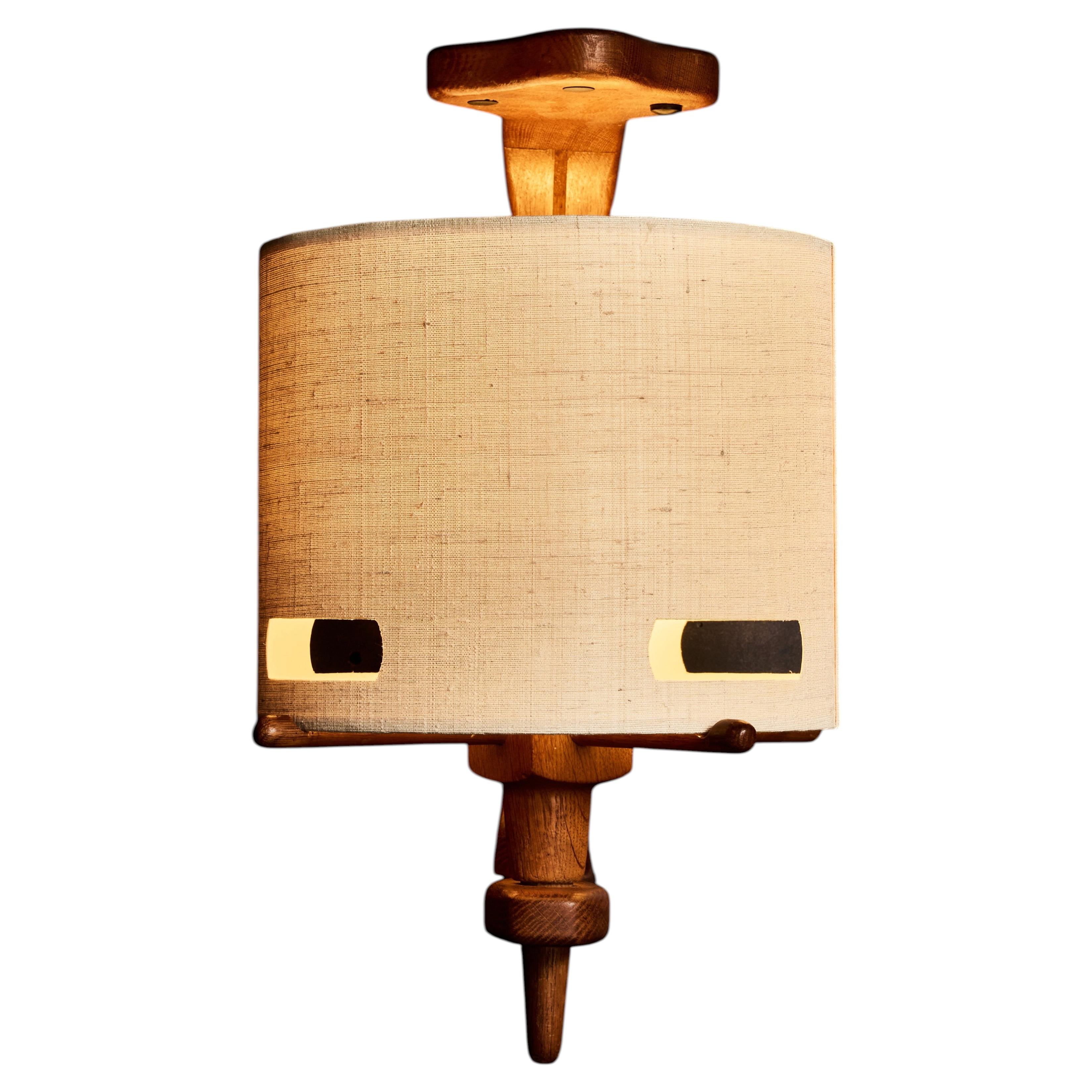 Pair of Guillerme et Chambron Wood and Ceramic Wall Sconces with Modern Shades