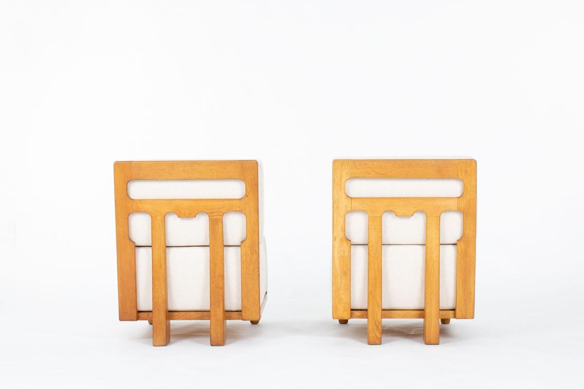 Paire de fauteuils Guillerme&Chambron en Oak Oak massif, années 1950 - Votre Maison Edition Bon état - En vente à JASSANS-RIOTTIER, FR