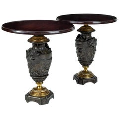 Pair of Guilt Bronze Urns Converted to Tables