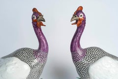 Pair of Guinea Fowl Figurines in Paris Porcelain, Samson, 19th Century, Napoleon