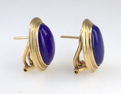 Pair of Gump’s Lapis Lazuli, 14K Yellow Gold Earrings