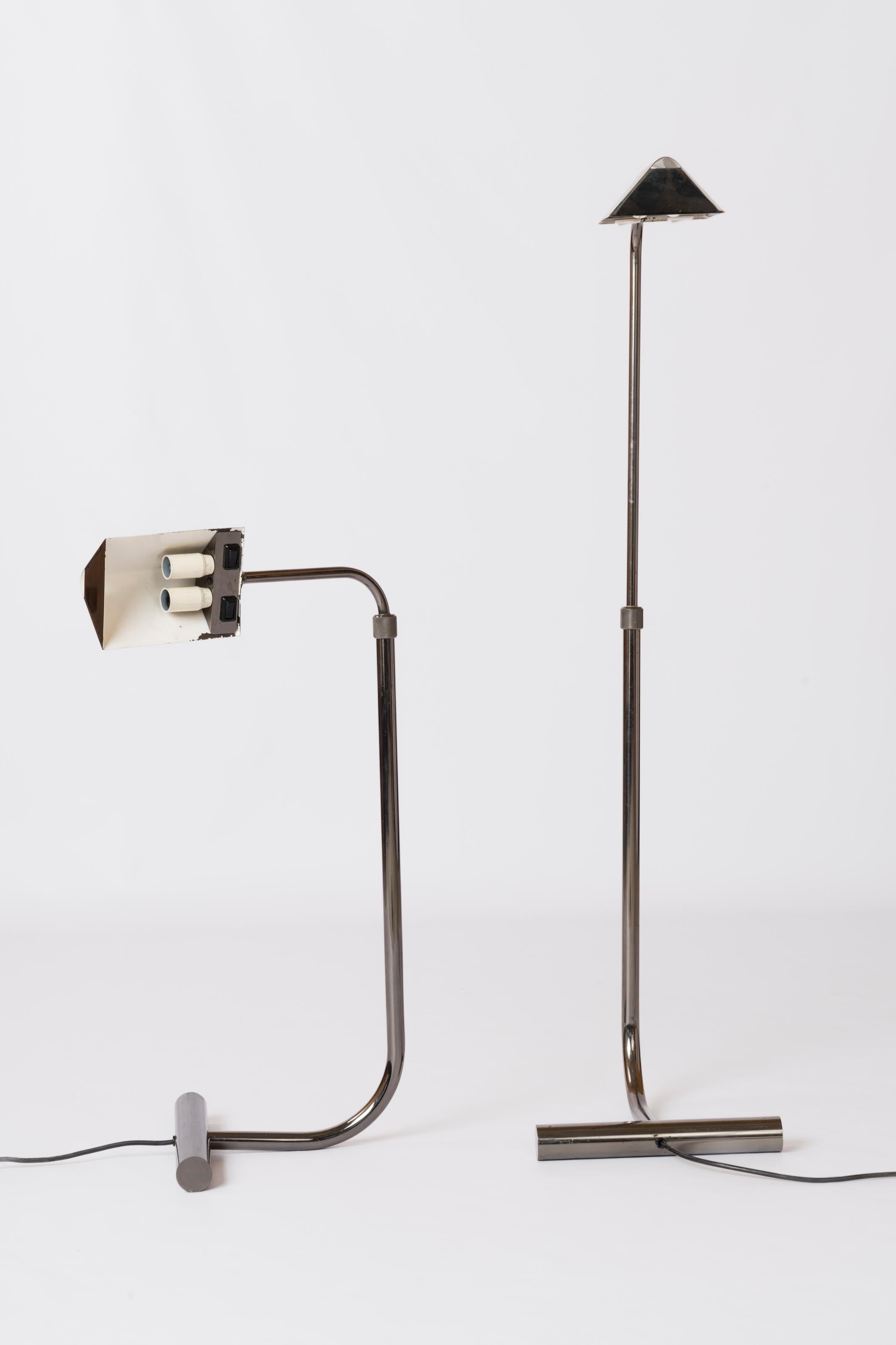 Late 20th Century Pair of Gunmetal Adjustable Height Reading Lamps by Roger Nathan - France 1970's