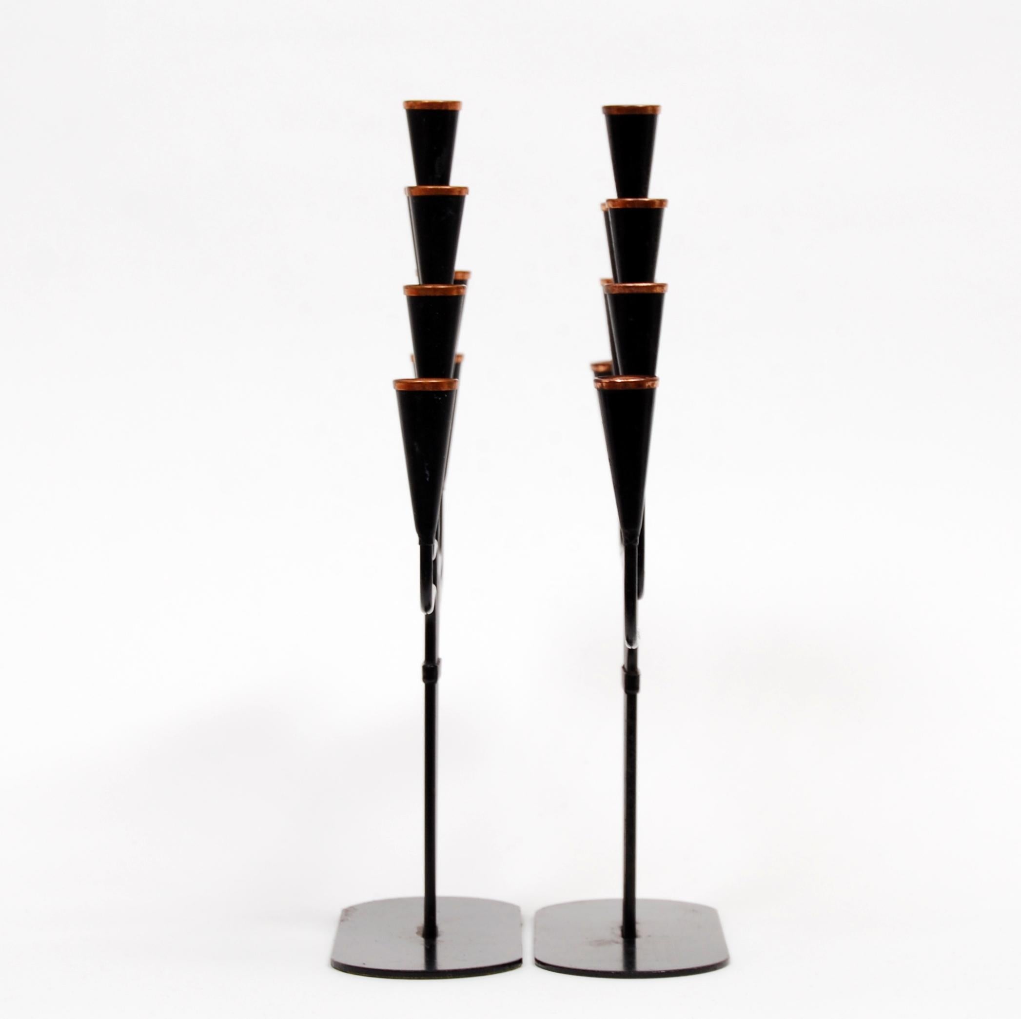 Scandinavian Modern Pair of Gunnar Ander Candelabras for Ystad Metall, 1970s  For Sale