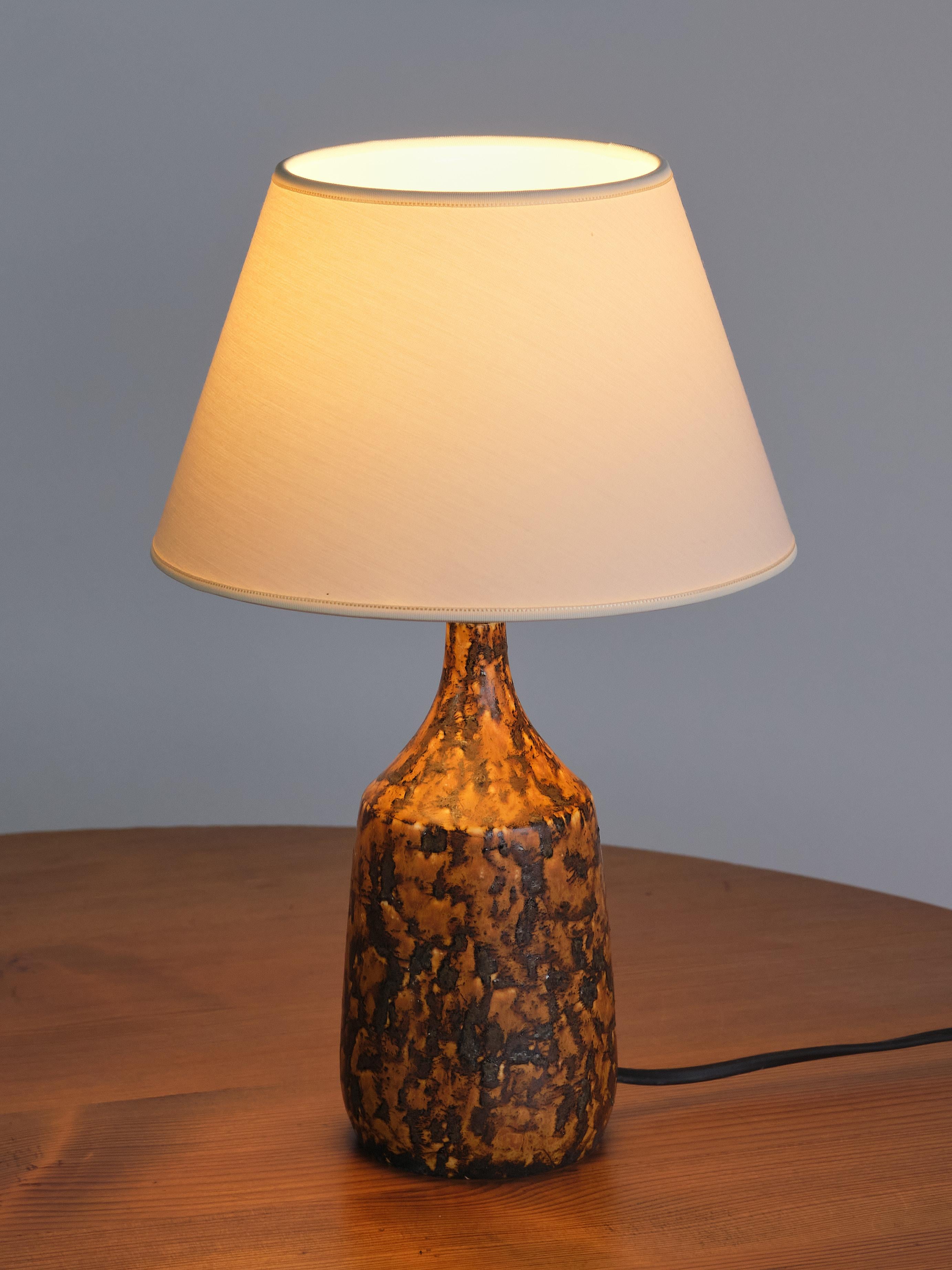 Pair of Gunnar Borg Glazed Stoneware Table Lamps, Höganäs, Sweden, 1960s For Sale 3