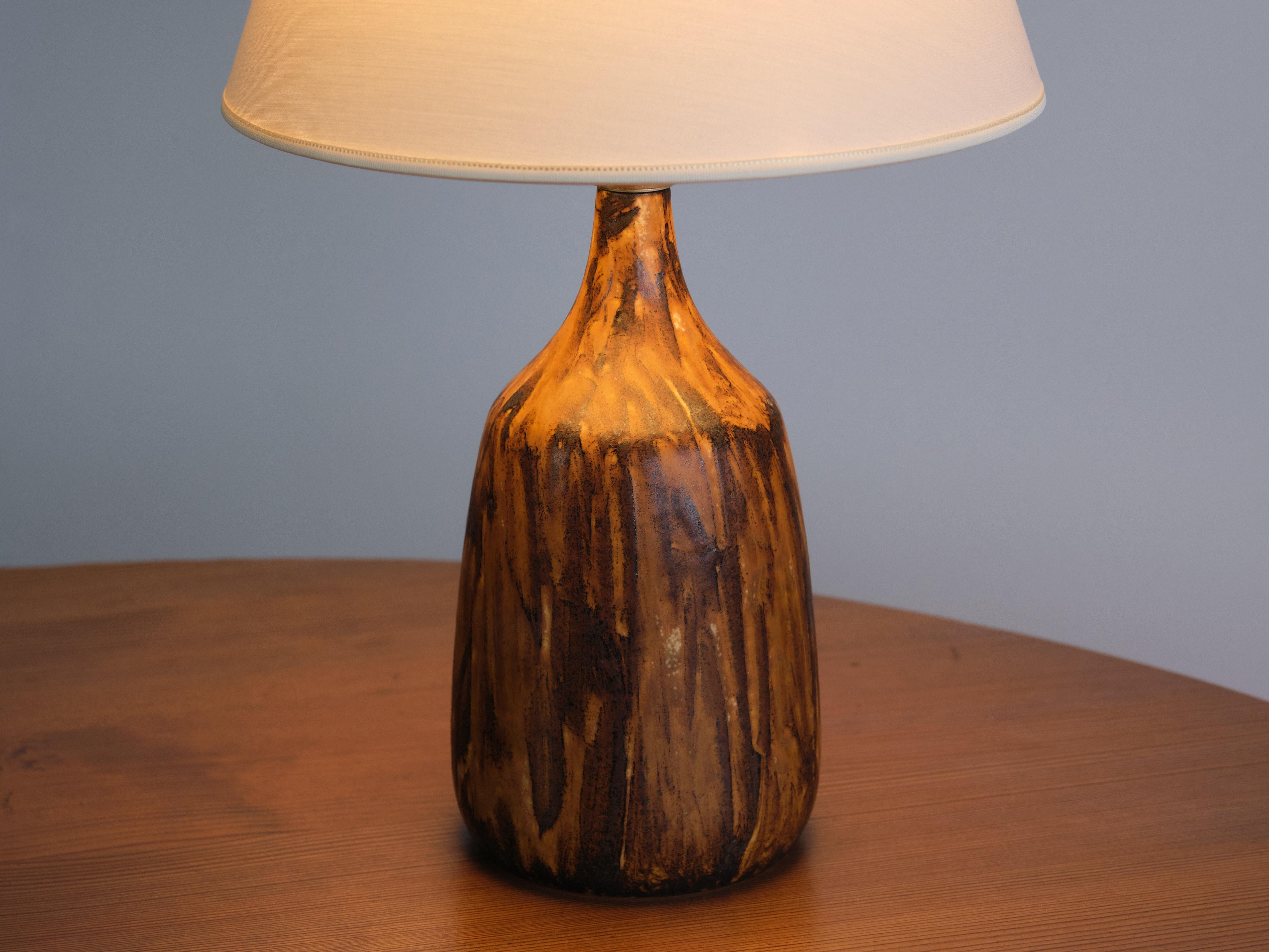 Pair of Gunnar Borg Glazed Stoneware Table Lamps, Höganäs, Sweden, 1960s For Sale 4