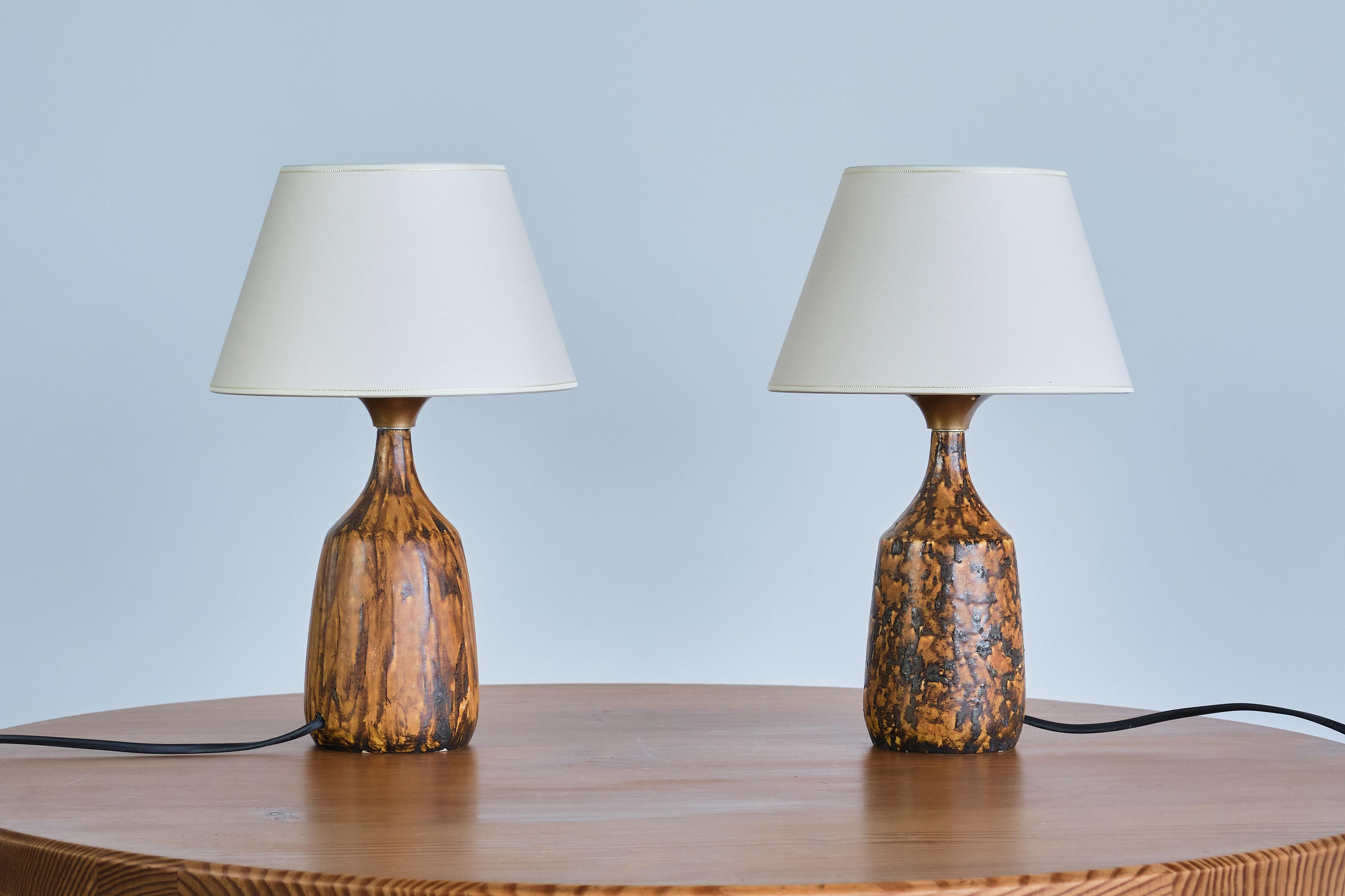 Pair of Gunnar Borg Glazed Stoneware Table Lamps, Höganäs, Sweden, 1960s For Sale 6