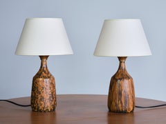 Coppia di lampade da tavolo in gres smaltato di Gunnar Borg, Höganäs, Svezia, anni '60