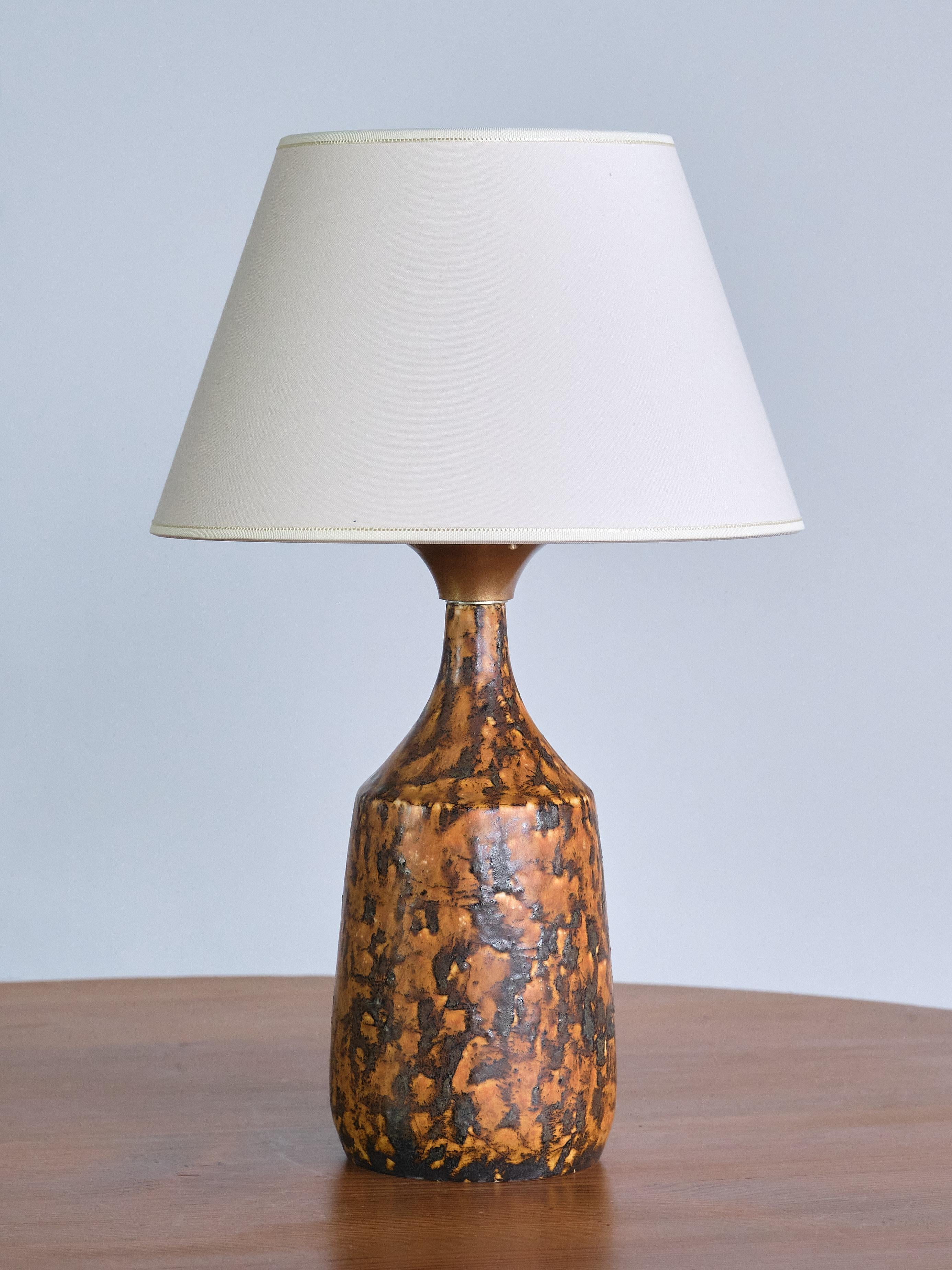 Swedish Pair of Gunnar Borg Glazed Stoneware Table Lamps, Höganäs, Sweden, 1960s For Sale