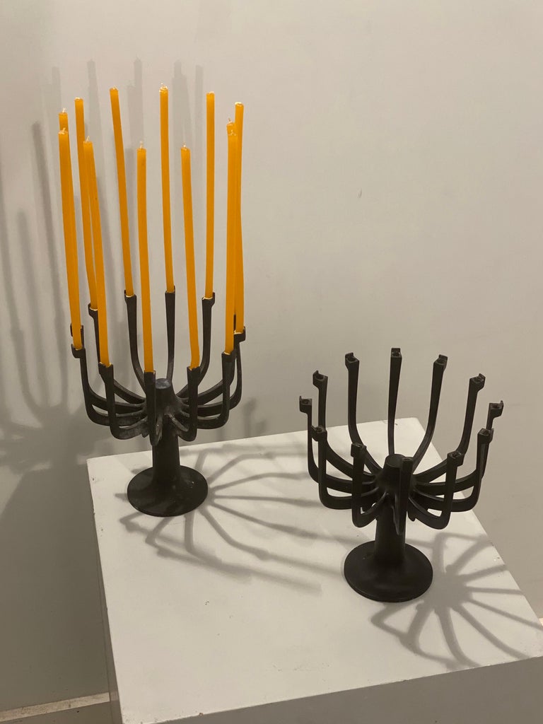 Cast Pair of Gunnar Cyren Aglow 12 Candle Holders for Dansk, 1960s For Sale