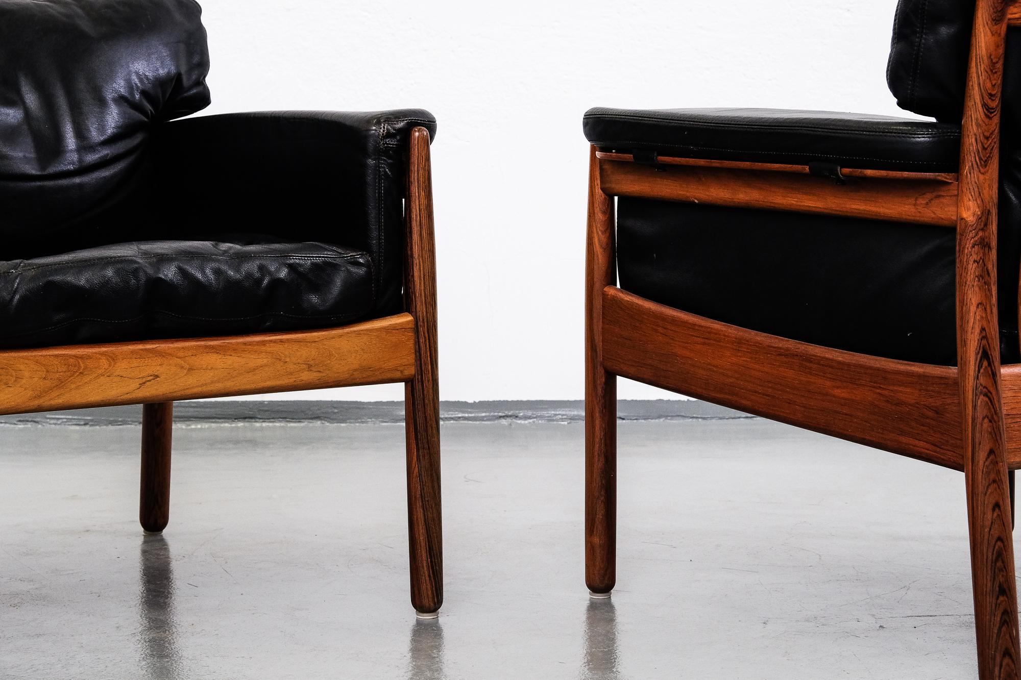 Mid-20th Century Pair of Gunnar Myrstrand Rosewood Easy Chairs by Källemo, Sweden, 1960s